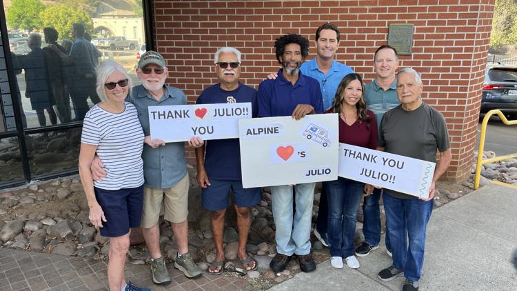 Alpine community honors beloved mail carrier Julio Cortorreal as he retires after 22 years