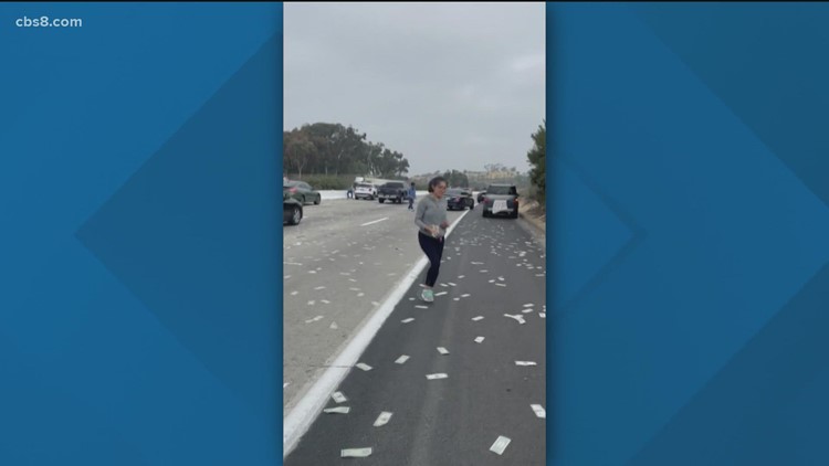Cash on San Diego freeway | Traffic incident with armored vehicle causes chaos on Interstate 5