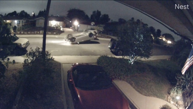 Video captures foot pursuit of driver who fled after hitting parked car in La Mesa