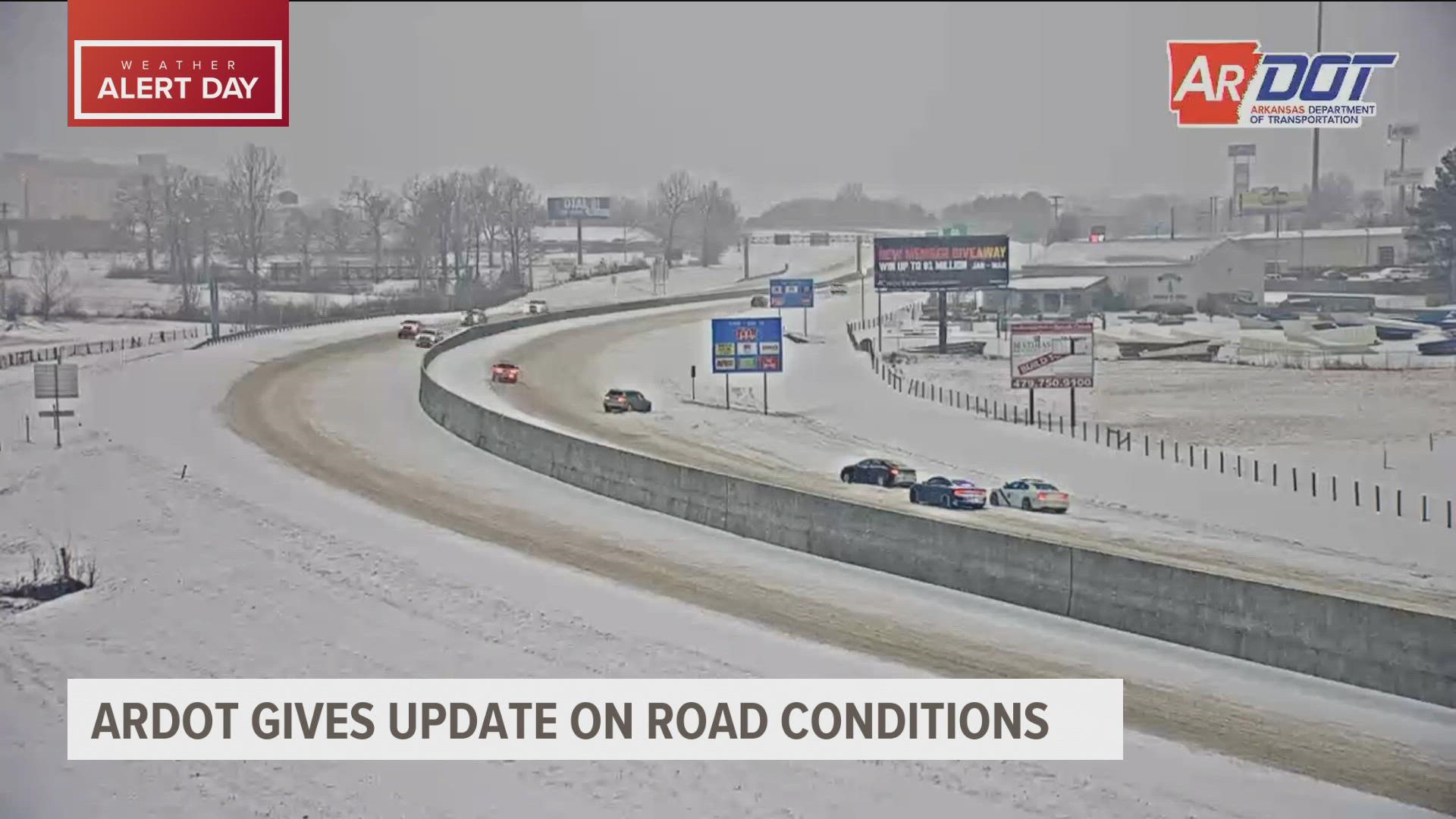 The Arkansas Department of Transportation is giving continuous updates on road conditions in NWA and the River Valley.