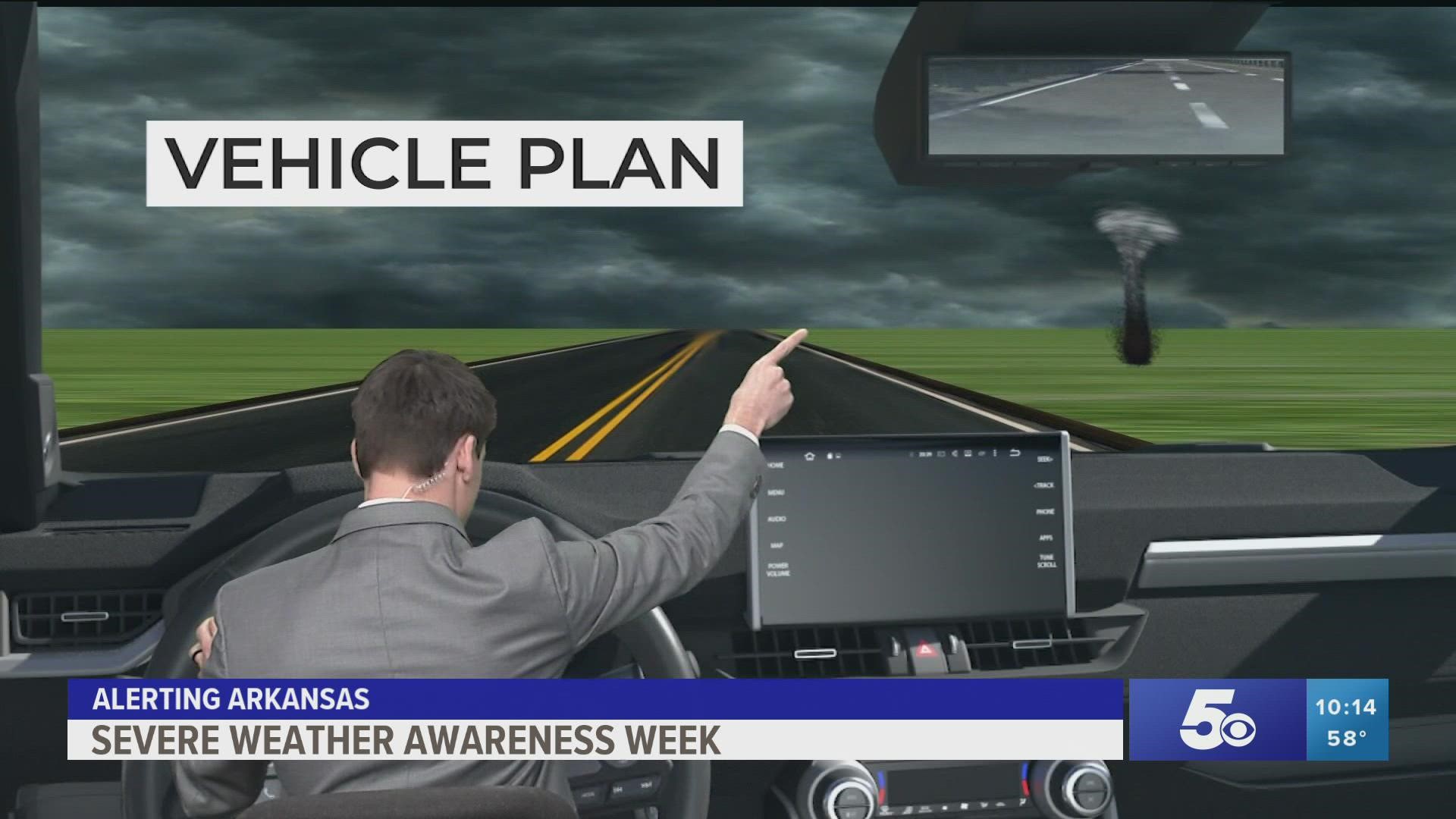 When a tornado is about to hit, where should you go when you are at home, in the car, at work, and at school?