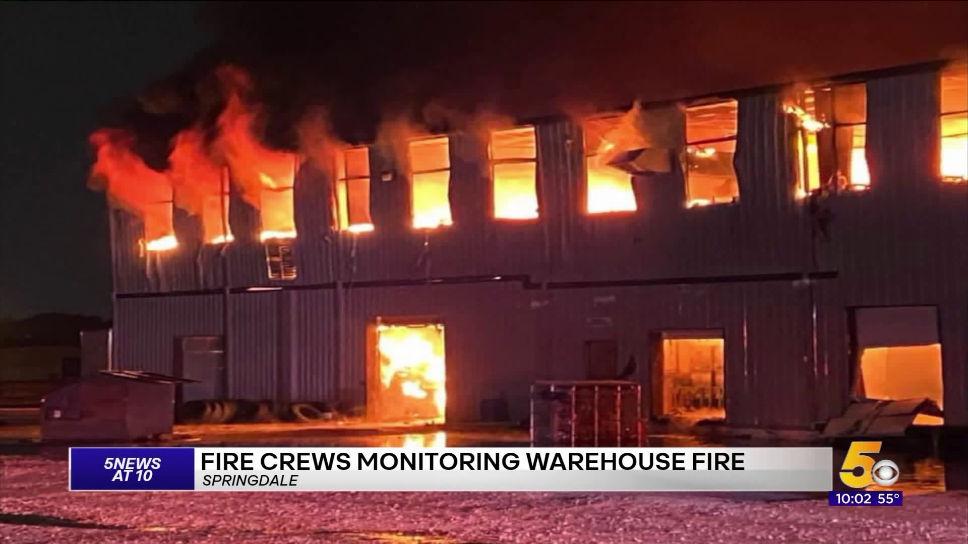 Crews Continue To Battle Warehouse Fire