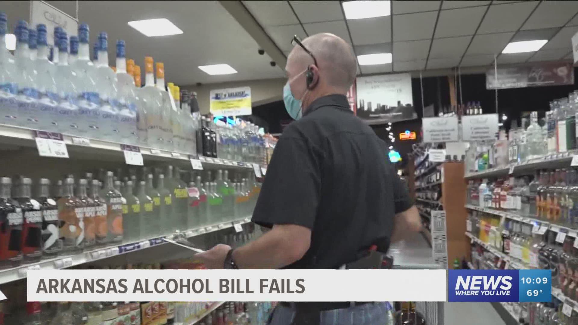 Arkansas alcohol delivery bill fails