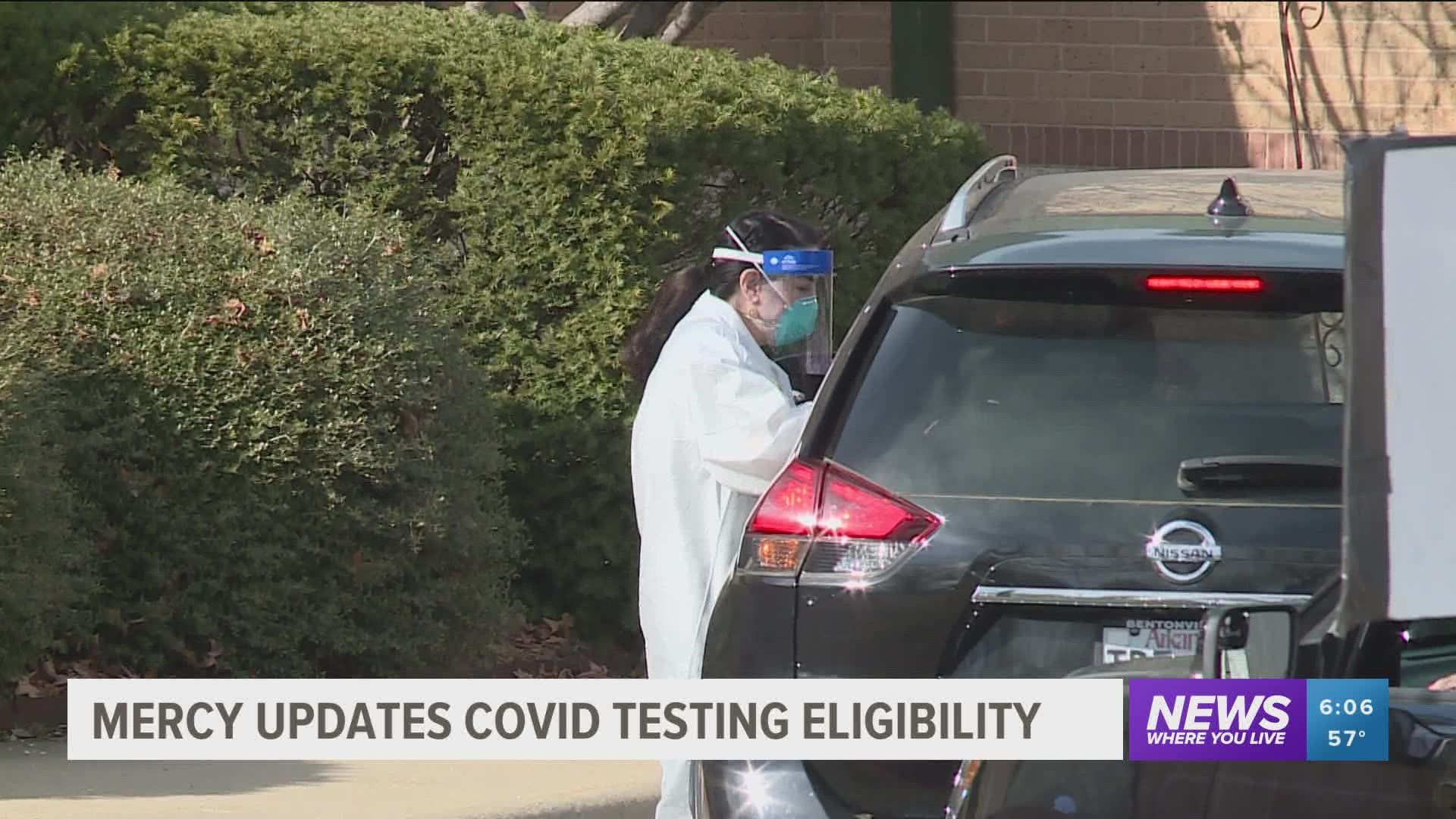 As testing supplies dwindle, Mercy Health is forced to make changes to who is eligible to receive a COVID test.
