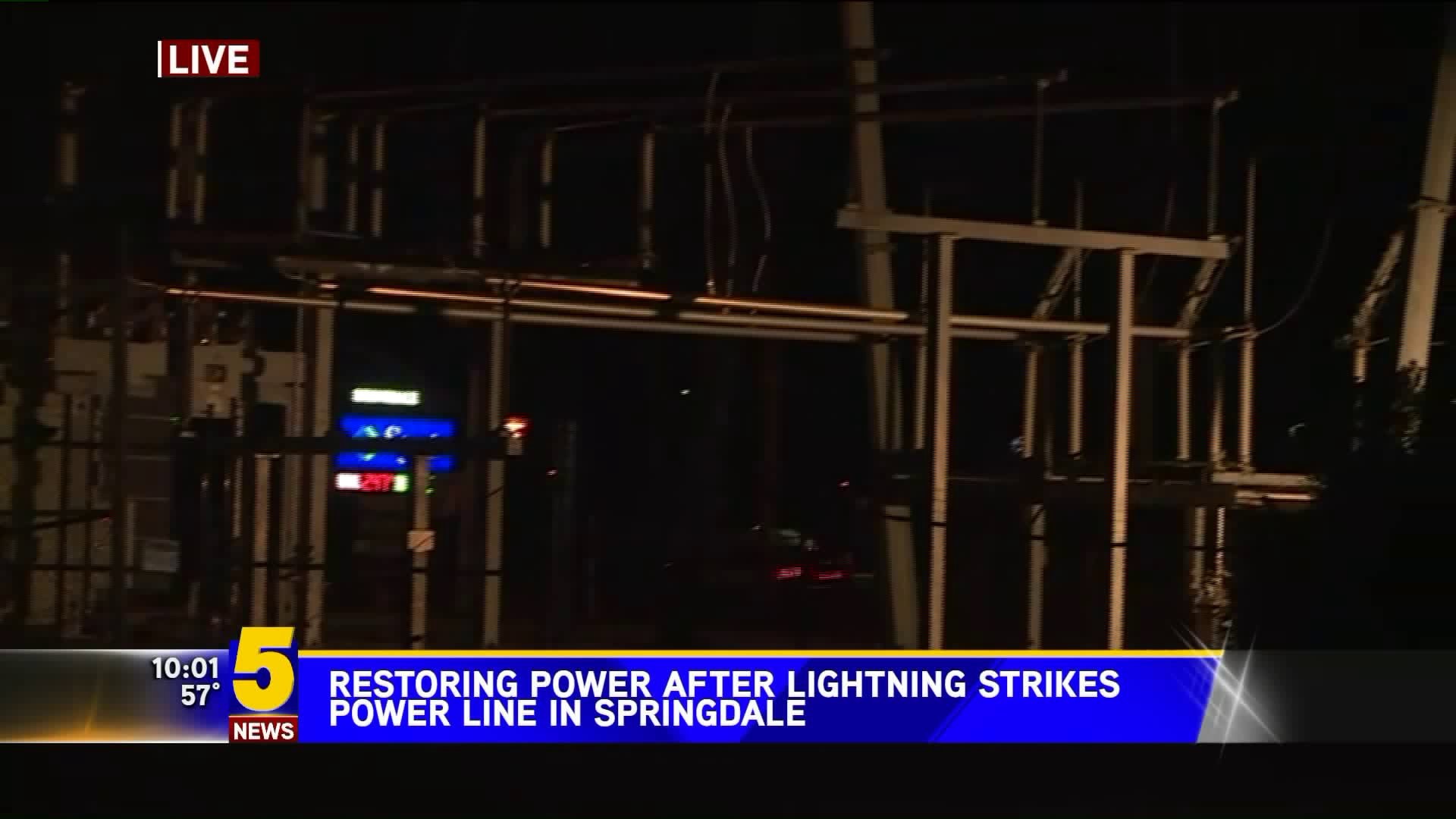 Restoring Power Afer Lightning Strikes Power Line In Springdale