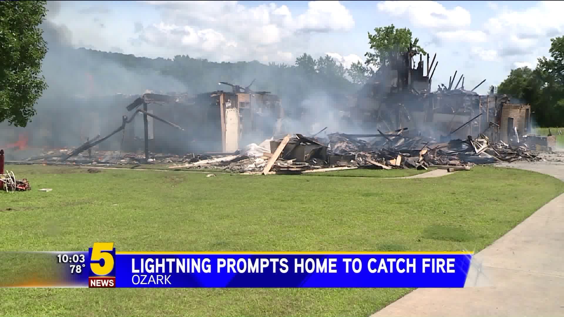 Lightning Strike Causes House to Catch Fire