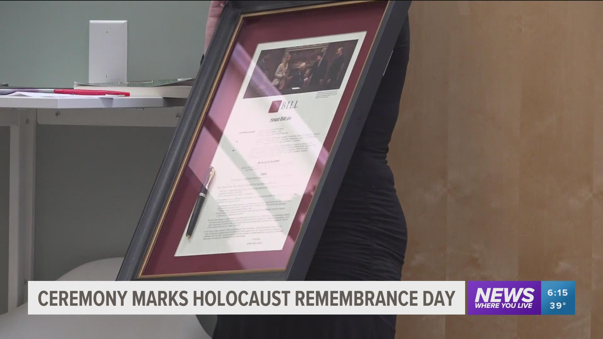 The University of Arkansas paid tribute to Holocaust Remembrance Day by signing in a new educational law for schools to teach about the Holocaust.