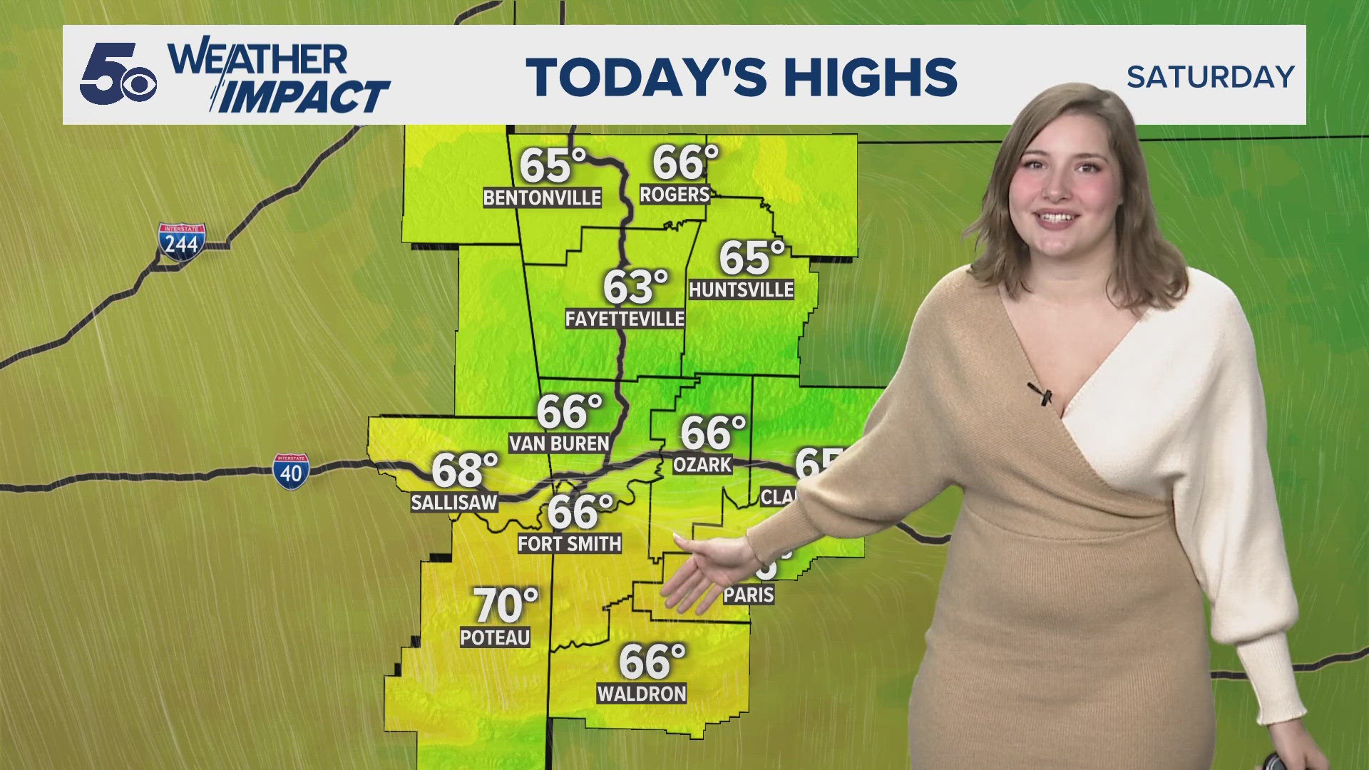 Temperatures are heating up for the weekend before a cold front drops in. Southern winds start to gust early Sunday morning. Cold air returns Monday.