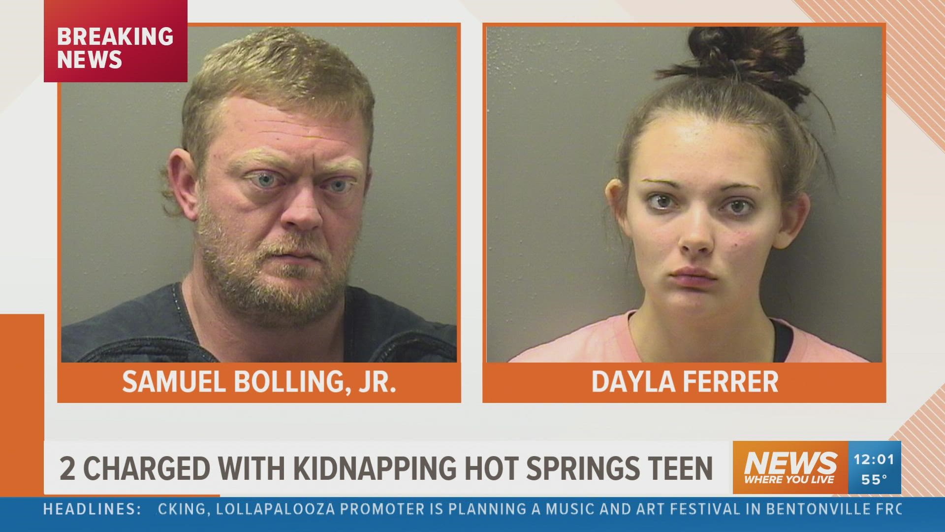 An Arkansas man and Tennessee teen have been charged in connection with the alleged kidnapping of a 17-year-old Hot Springs girl.