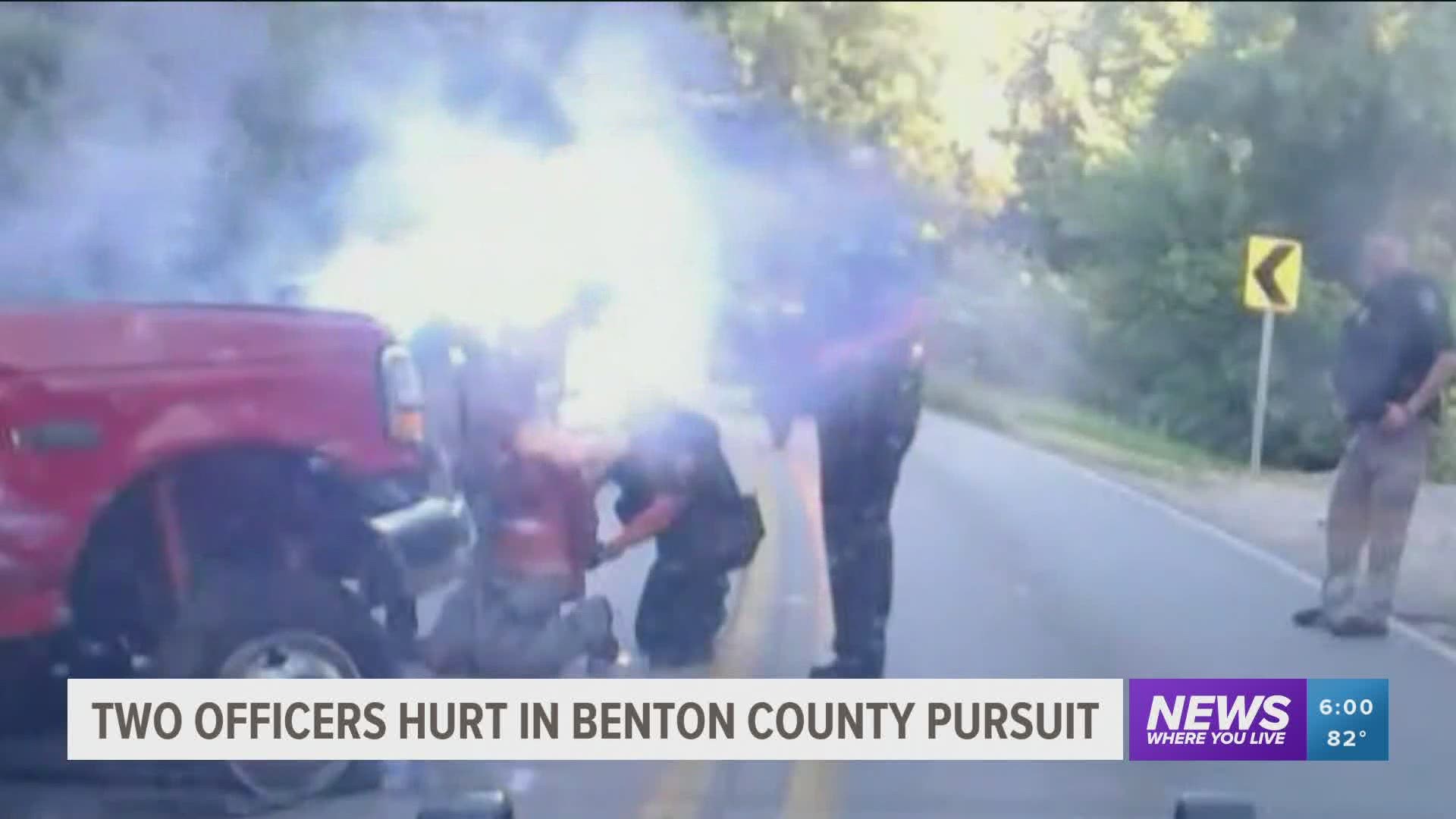Two officers hurt in Benton County pursuit