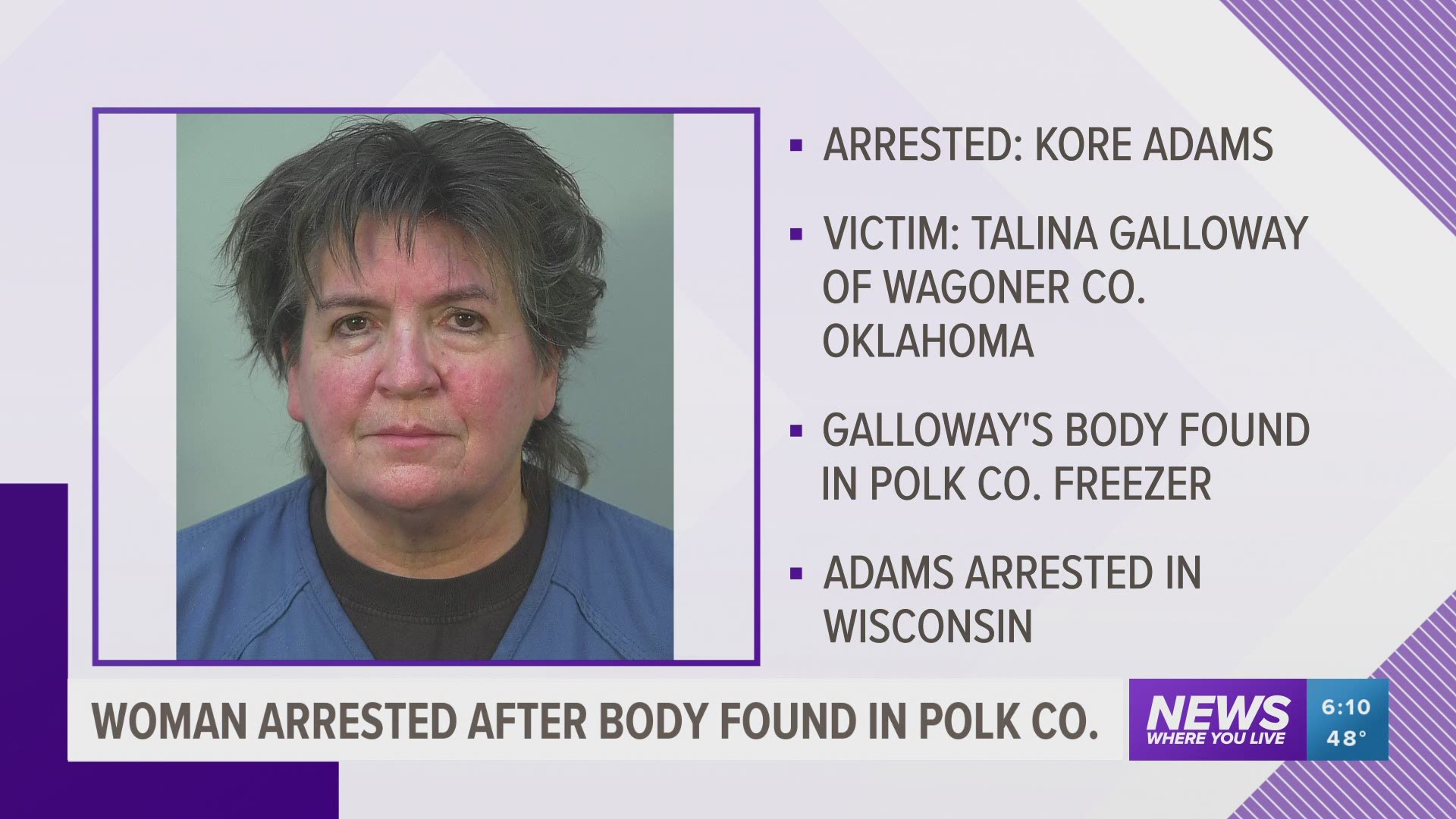 Woman arrested after a body was found in a freezer in Arkansas
