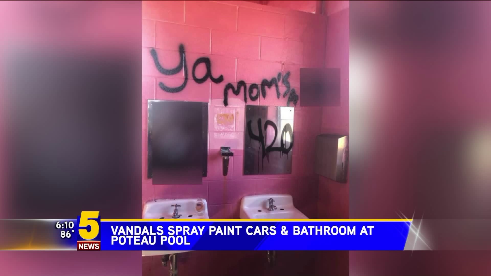 Vandals Spray Paint Cars & Bathroom At Poteau Pool