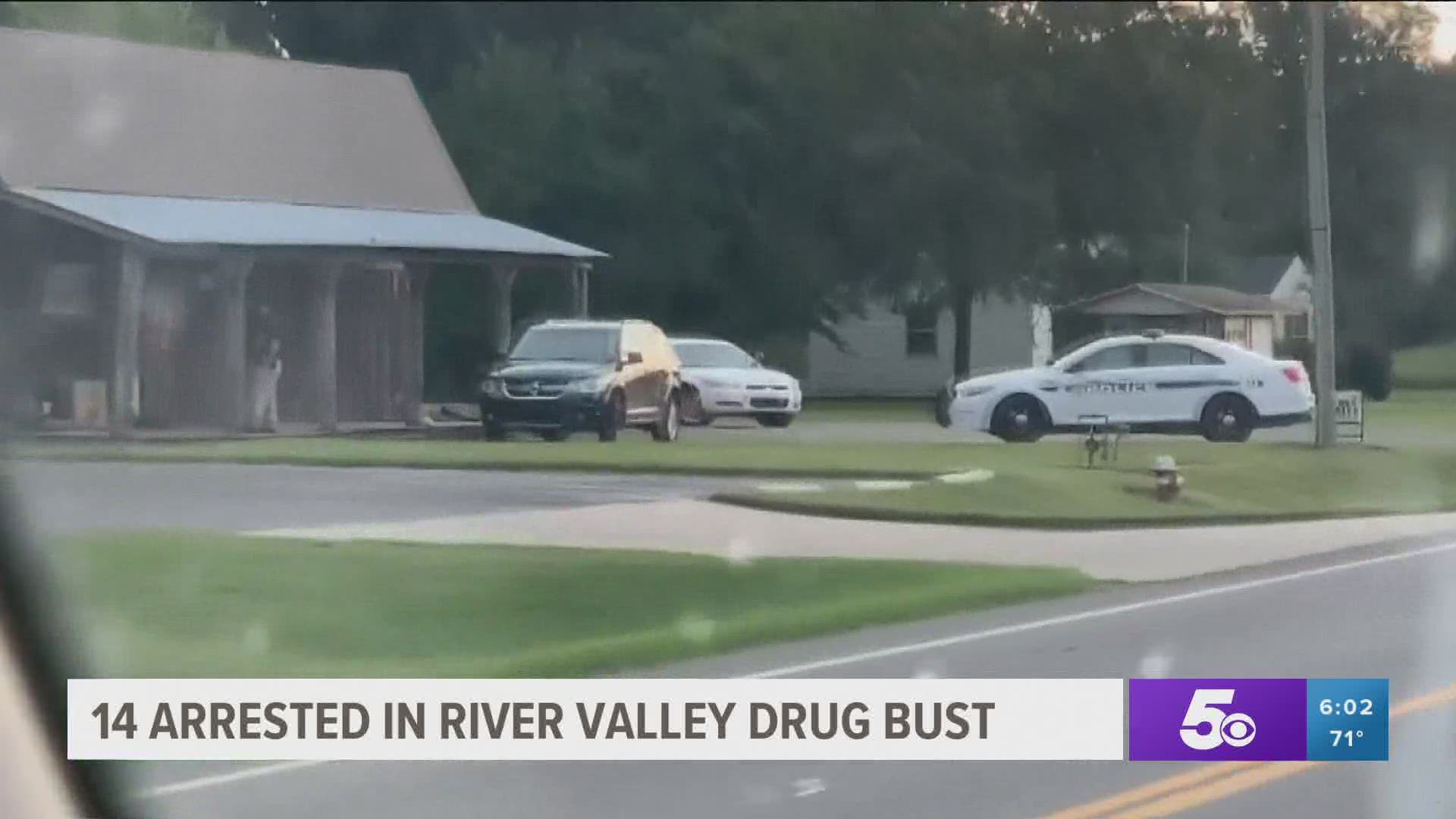 14 people were arrested Thursday in the River Valley as part of an investigation into methamphetamine trafficking. https://bit.ly/3maISag