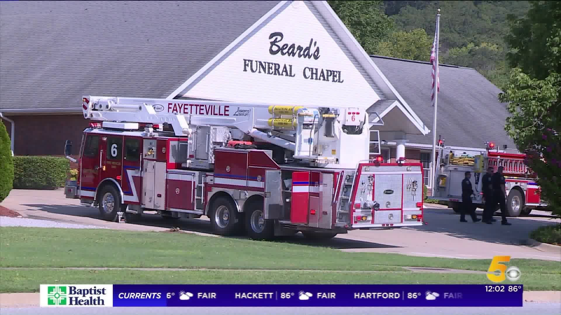 Firefighters Respond To Fire At Funeral Chapel In Fayetteville