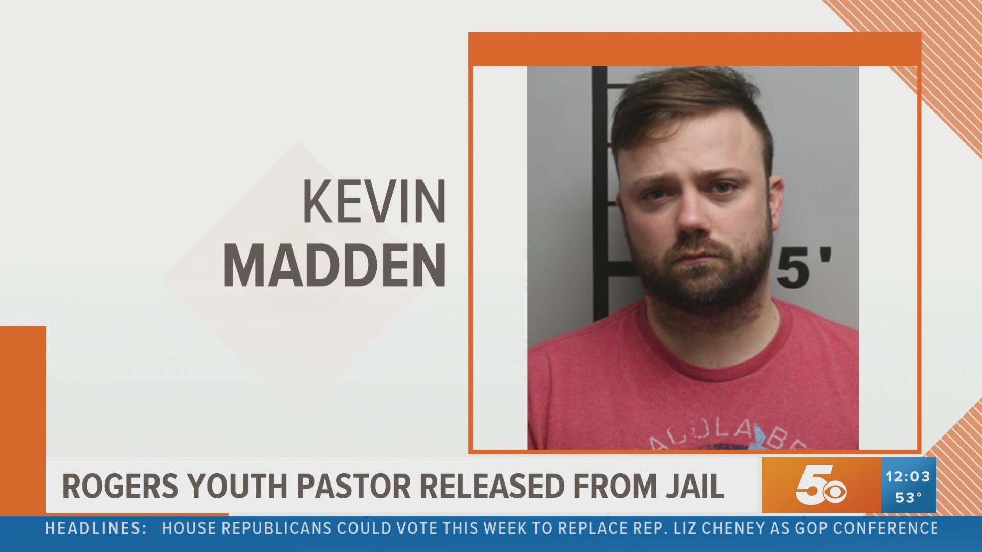 Kevin Madden, a youth pastor at Discover Church in Rogers, is accused of sending nude photos of himself to a female minor.
