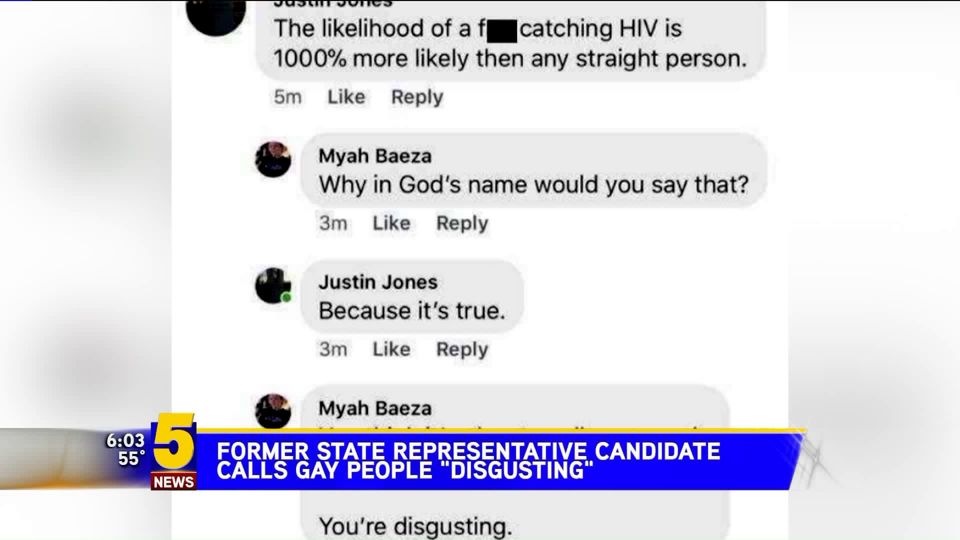 Former State Rep. Candidate Calls Gay People "Disgusting"