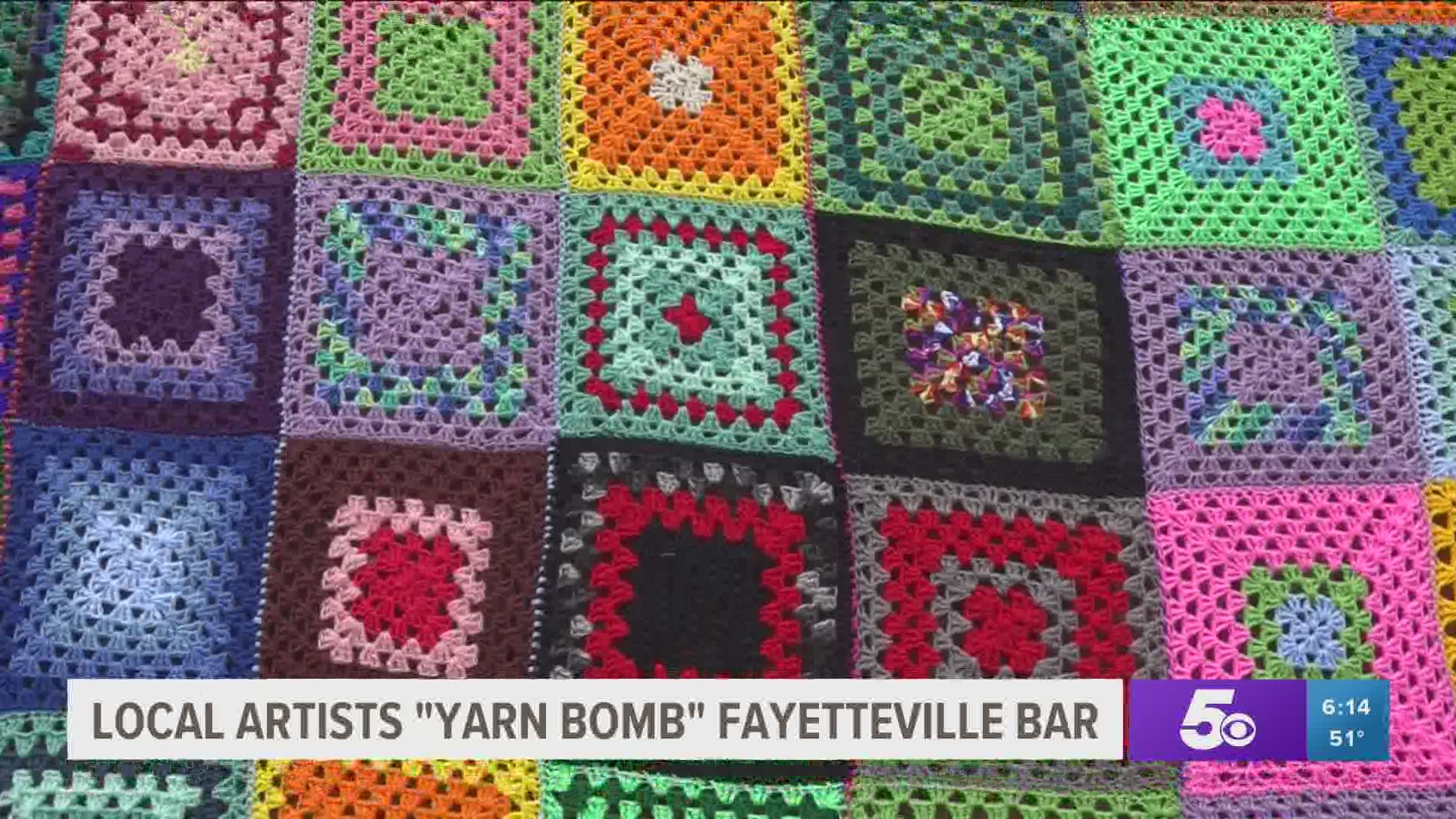 Local artists 'yarn bomb' Fayetteville bar