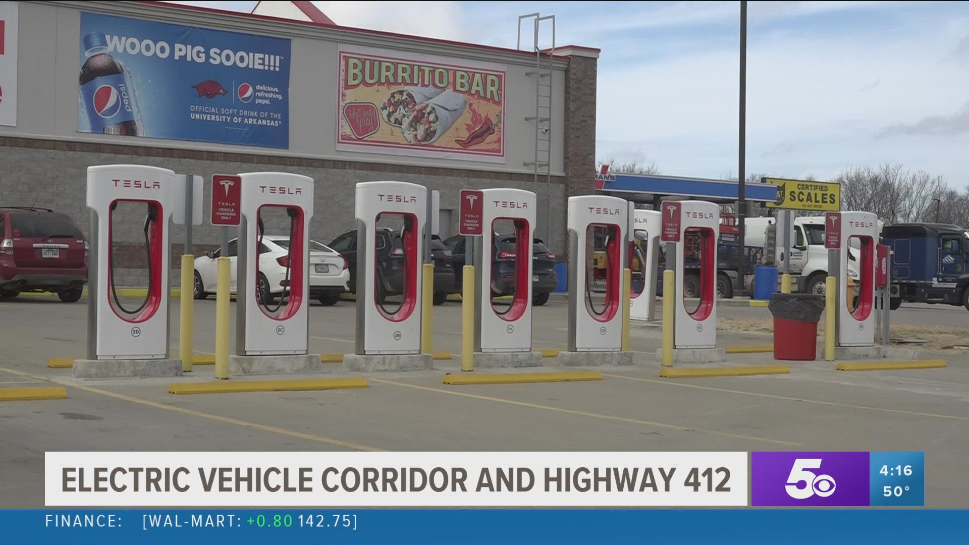 U.S. Highway 412 from the Oklahoma Arkansas state line to I-49 in Springdale will be nominated as an alternative fuel corridor for electric vehicles.
