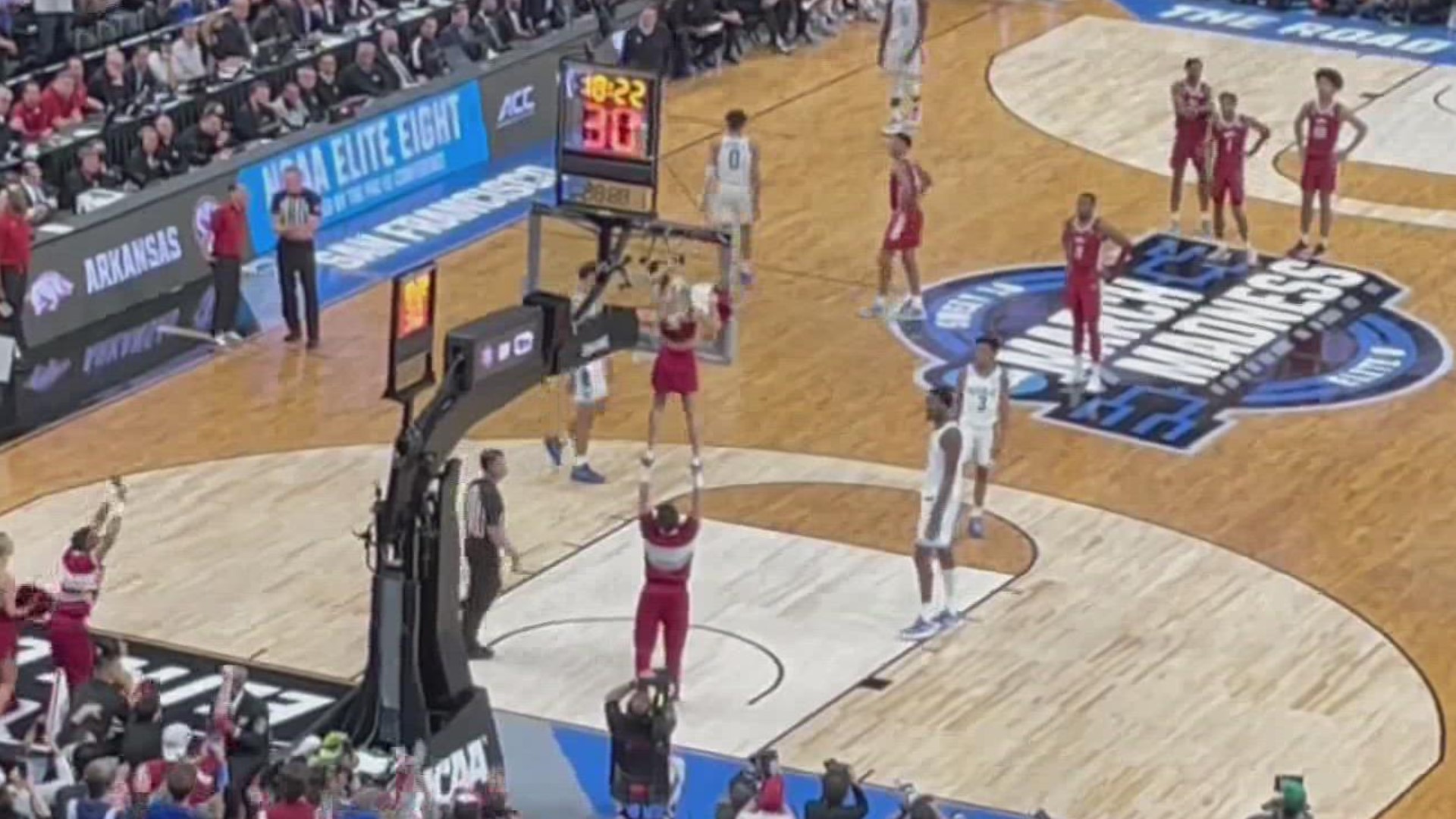 The University of Arkansas cheerleaders got their time to shine and saved a stuck ball during the Razorback v.s. Duke game last Saturday.