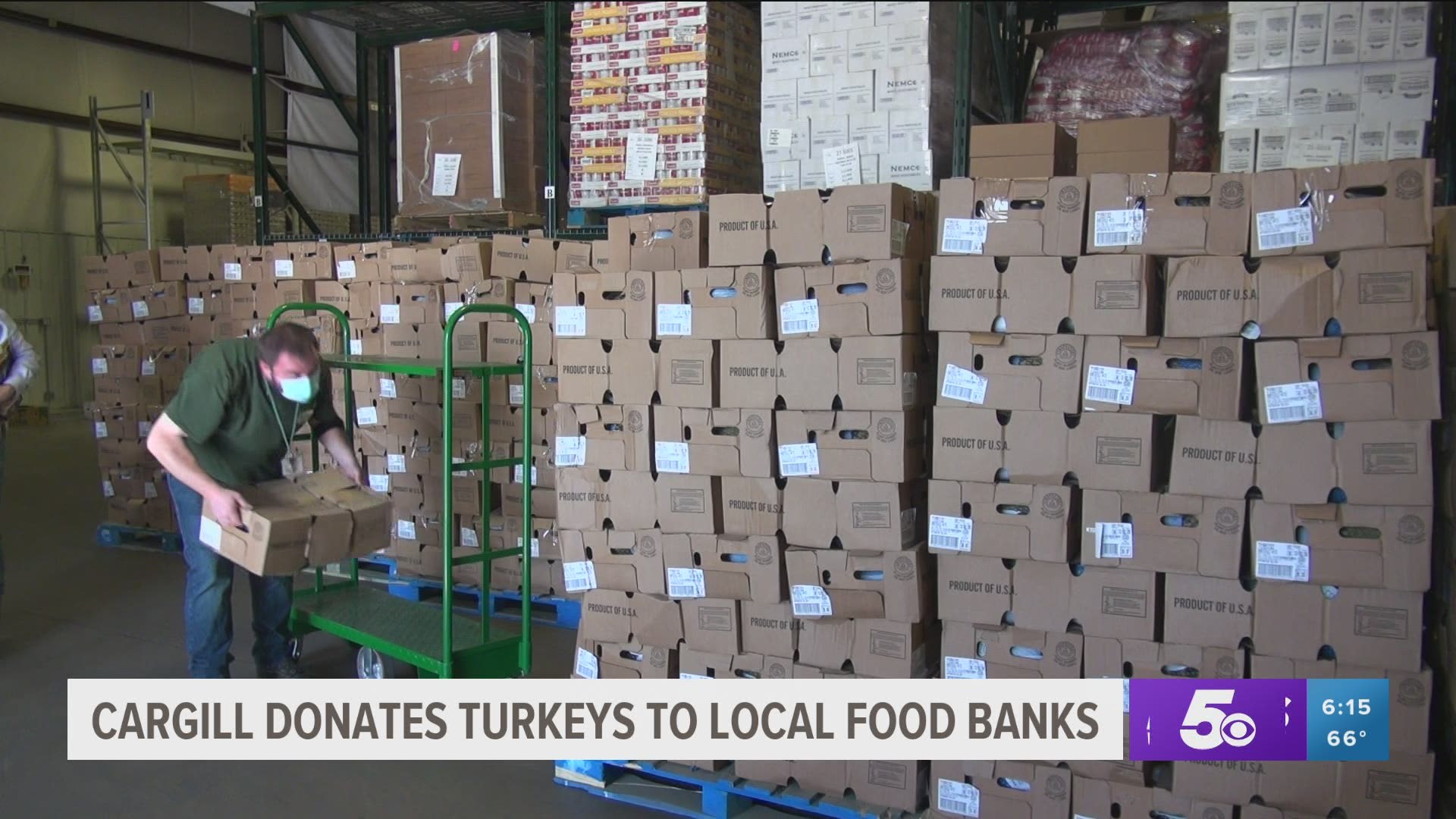 Cargill donated over 2,000 turkeys to each of the food banks and within the next few days will be shipping those birds to food pantries across the state.