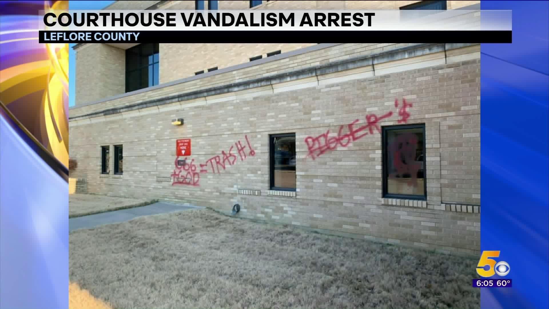 Man Caught Spray Painting LeFlore County Courthouse