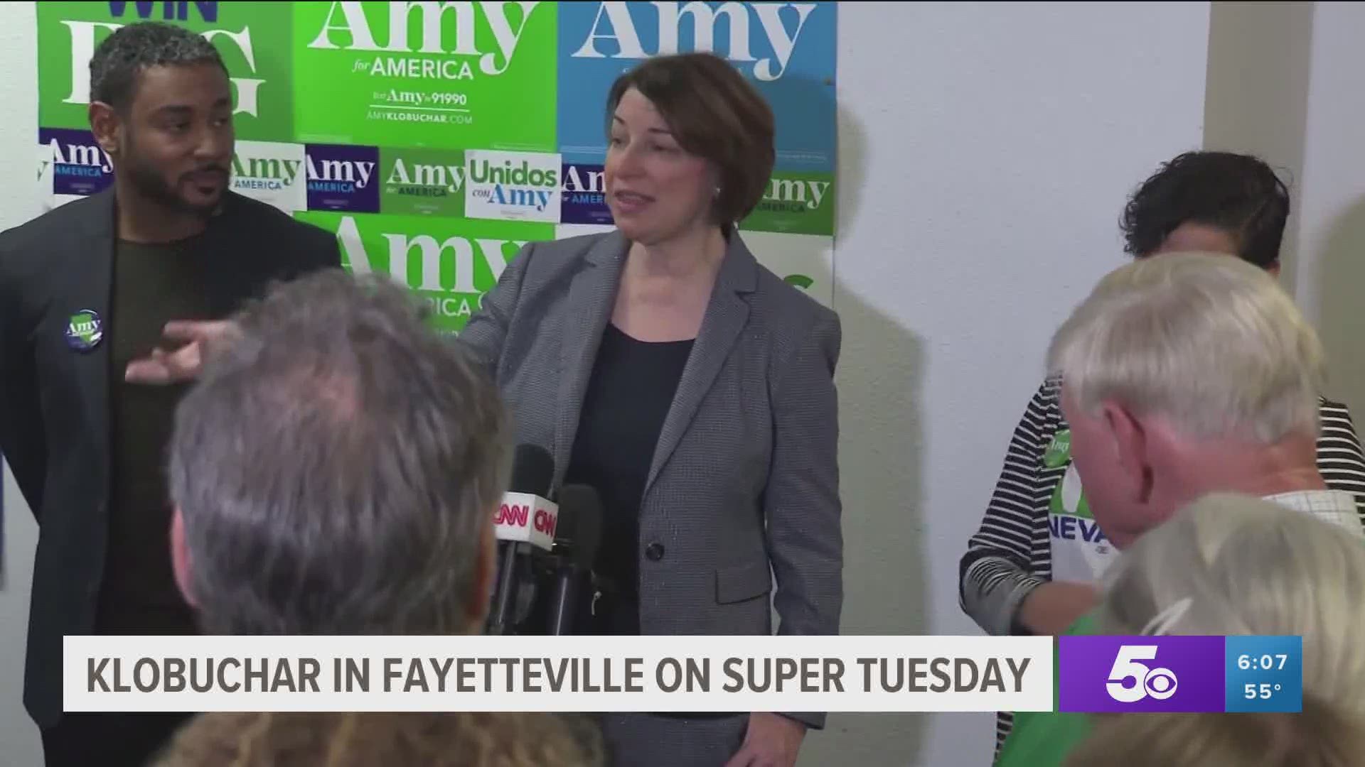 Amy Klobuchar will be visiting Fayetteville on Tuesday nights.