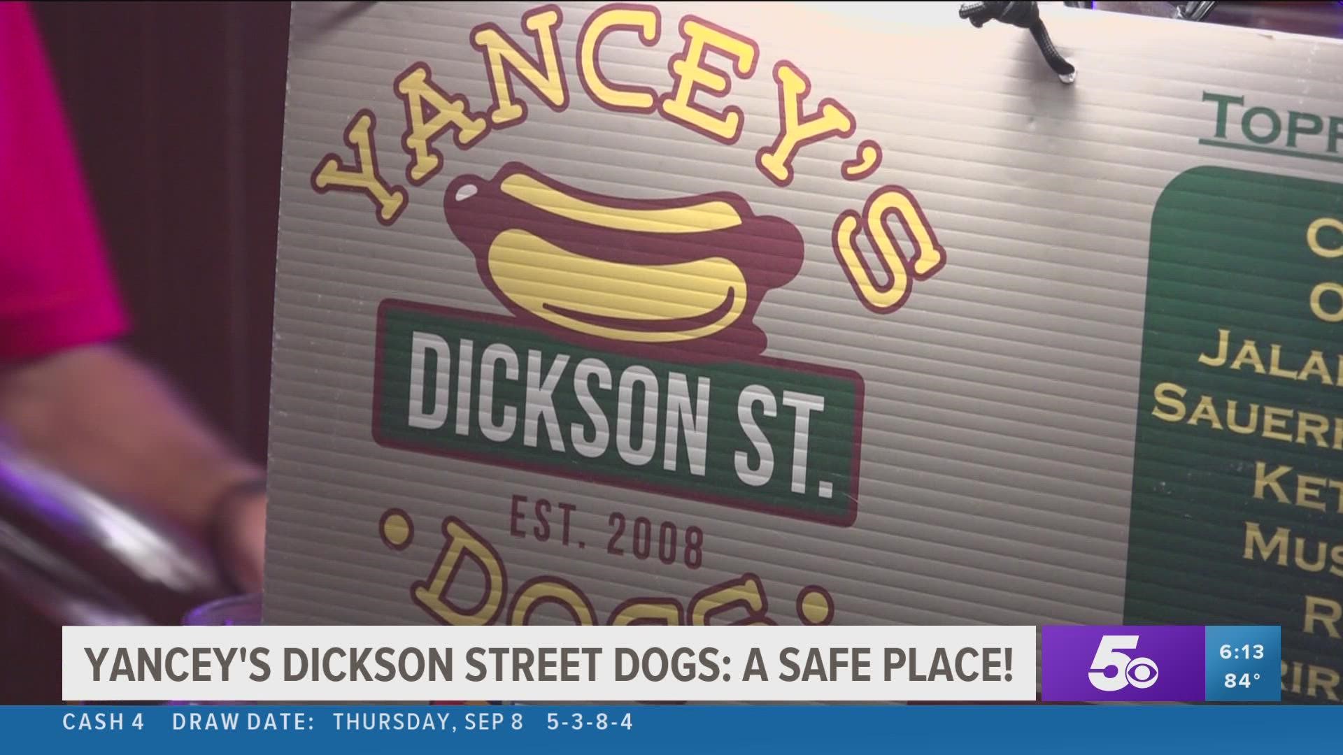 Yancey's Dickson Street Dogs's owner Cody Yancey says he is on a mission to serve great foods with creating a safe place in Fayetteville's entertainment district.