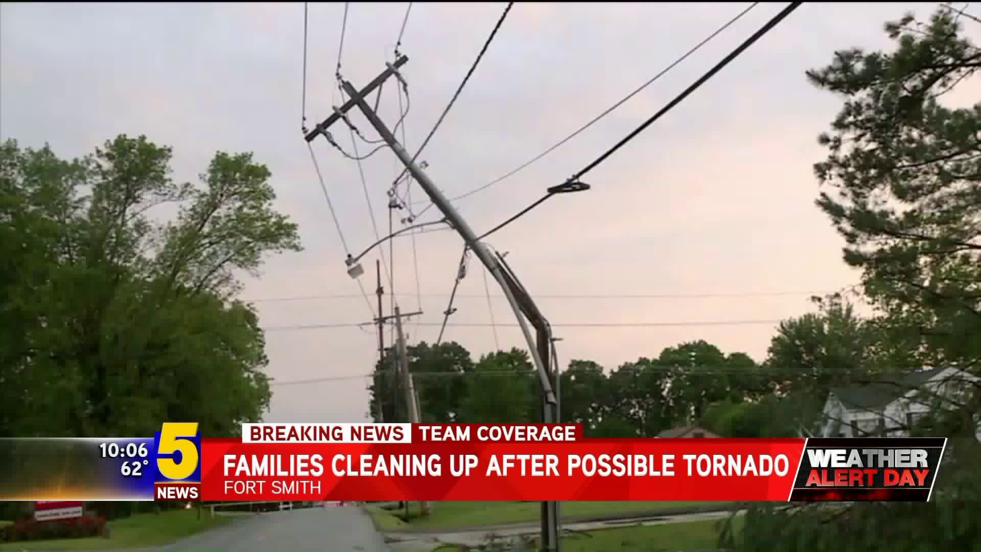 Families Cleaning Up After Possible Tornado