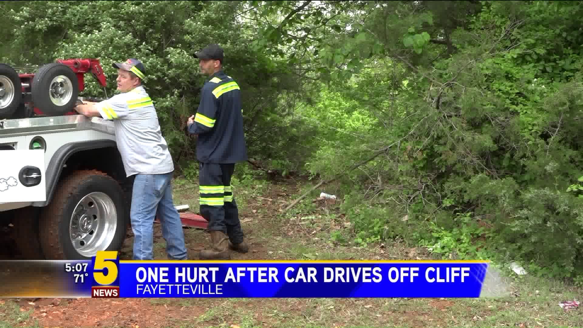 One Hurt After Car Drives Off Cliff in Fayetteville