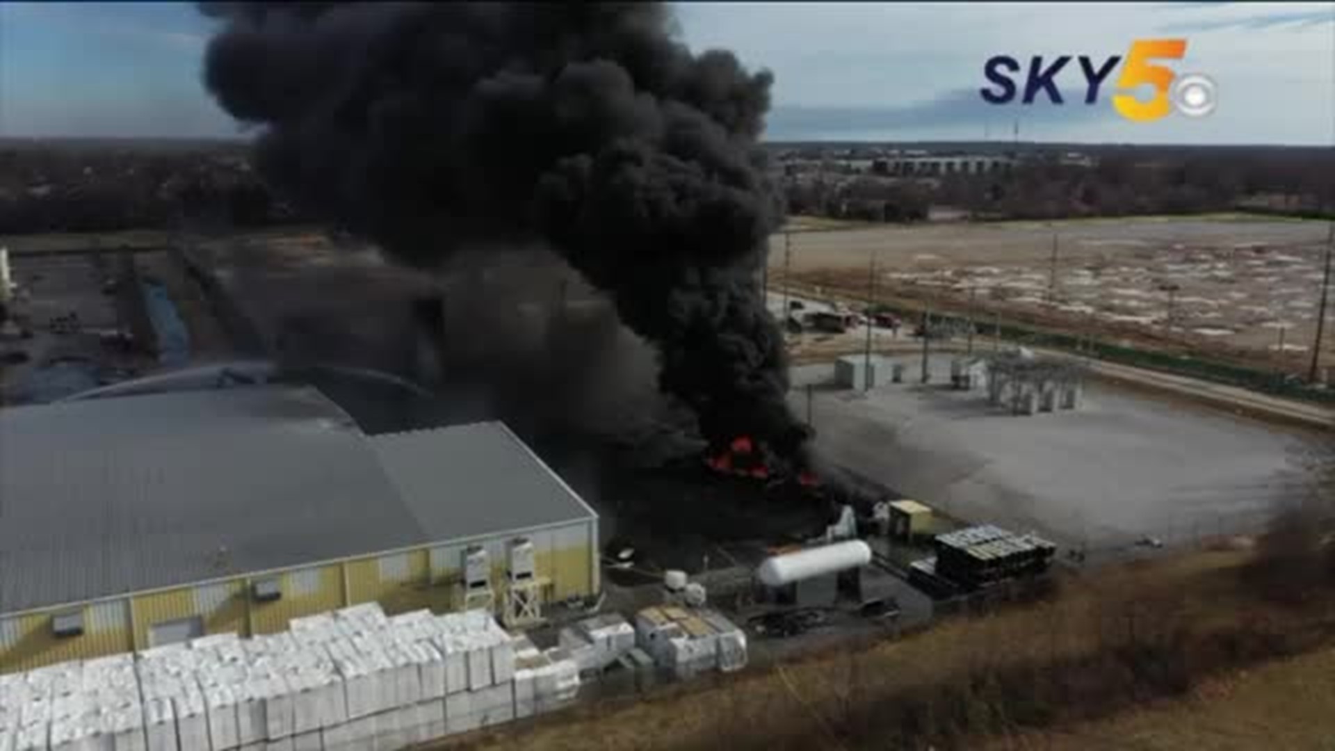 Bentonville fire SKY5 footage