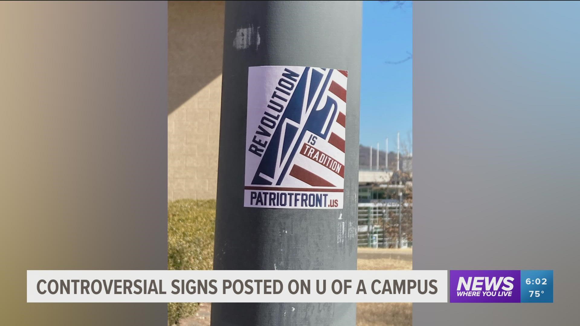 University of Arkansas students are concerned after posters were put up around campus that links to a white supremacist group website.