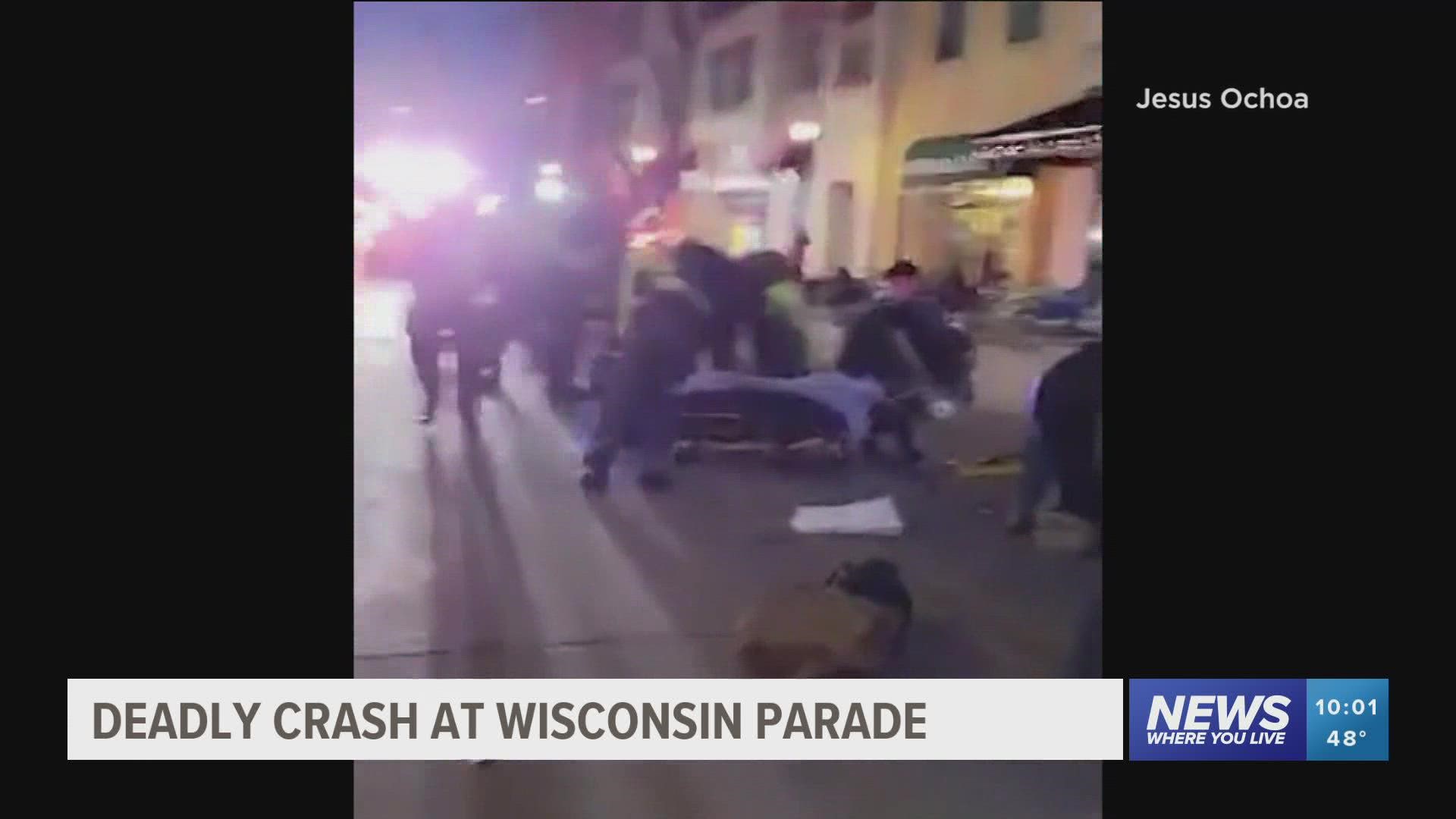 An SUV driver hit over 20 adults and children after he sped through a parade of Christmas marchers on Sunday.