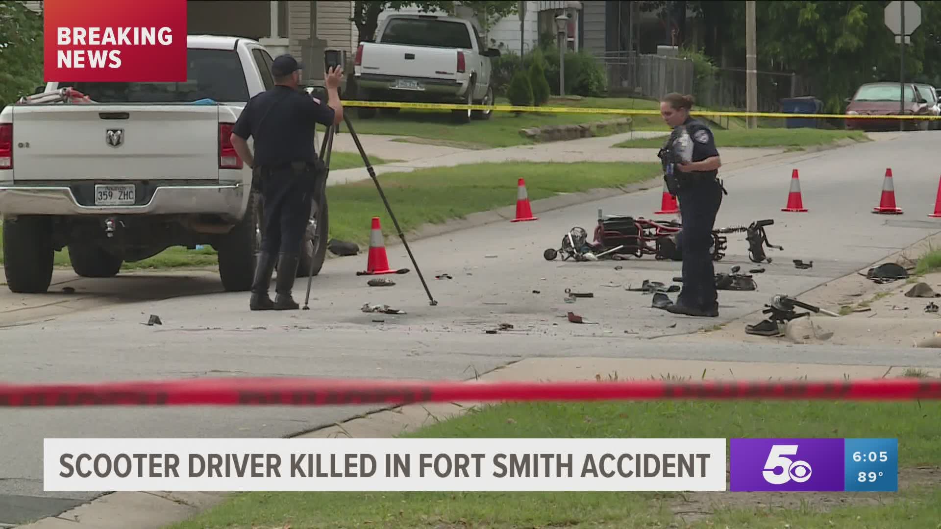 One person is dead following a crash involving a scooter and truck in Fort Smith.