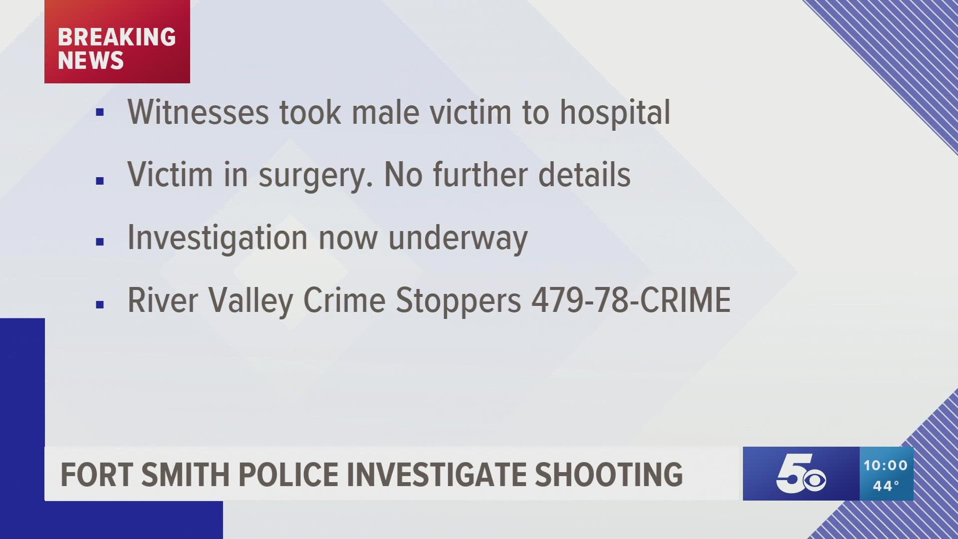 If you have any information about this shooting, call River Valley Crime Stoppers at (479) 78-CRIME.