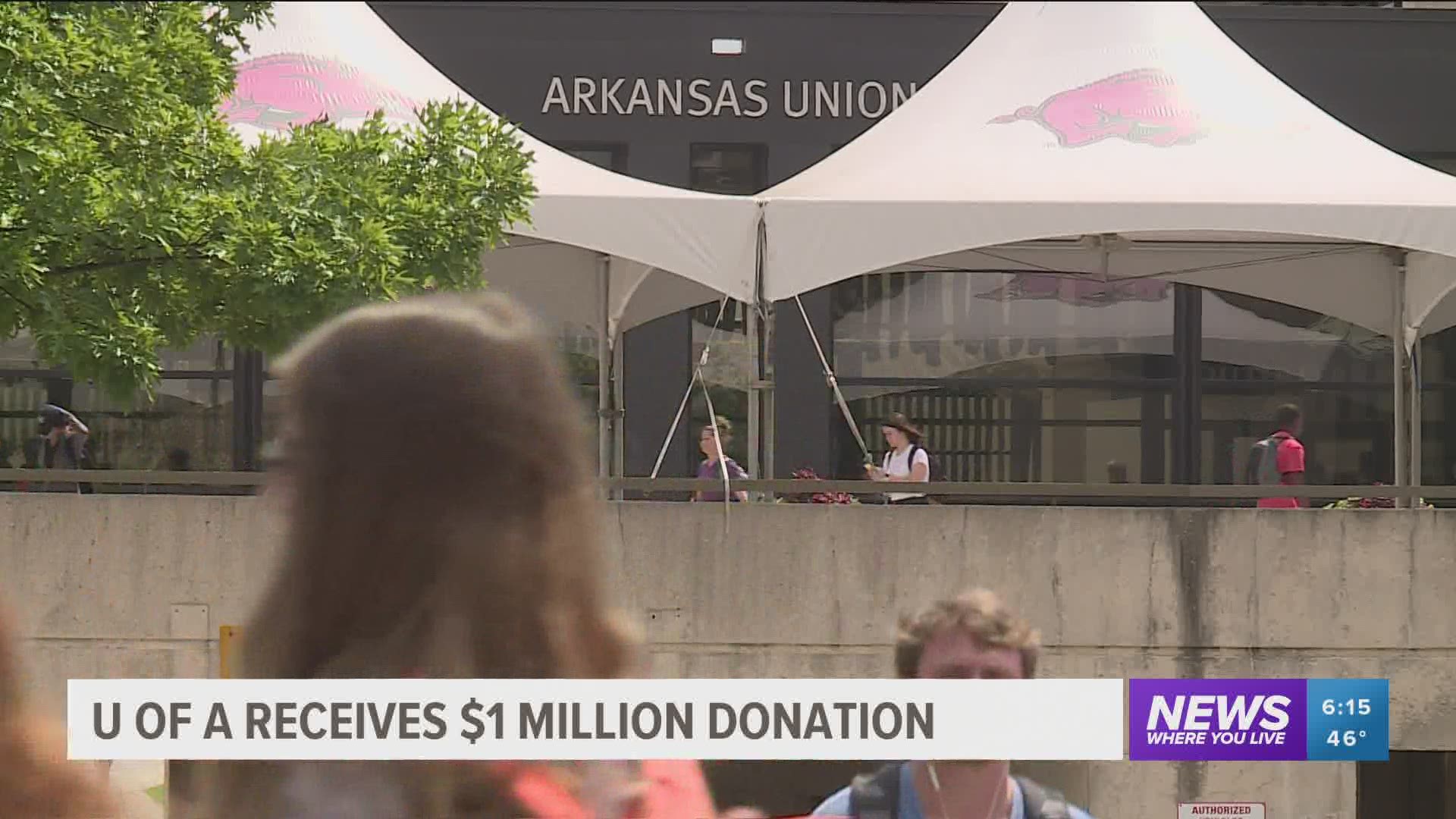 The University of Arkansas receives $1 million donation