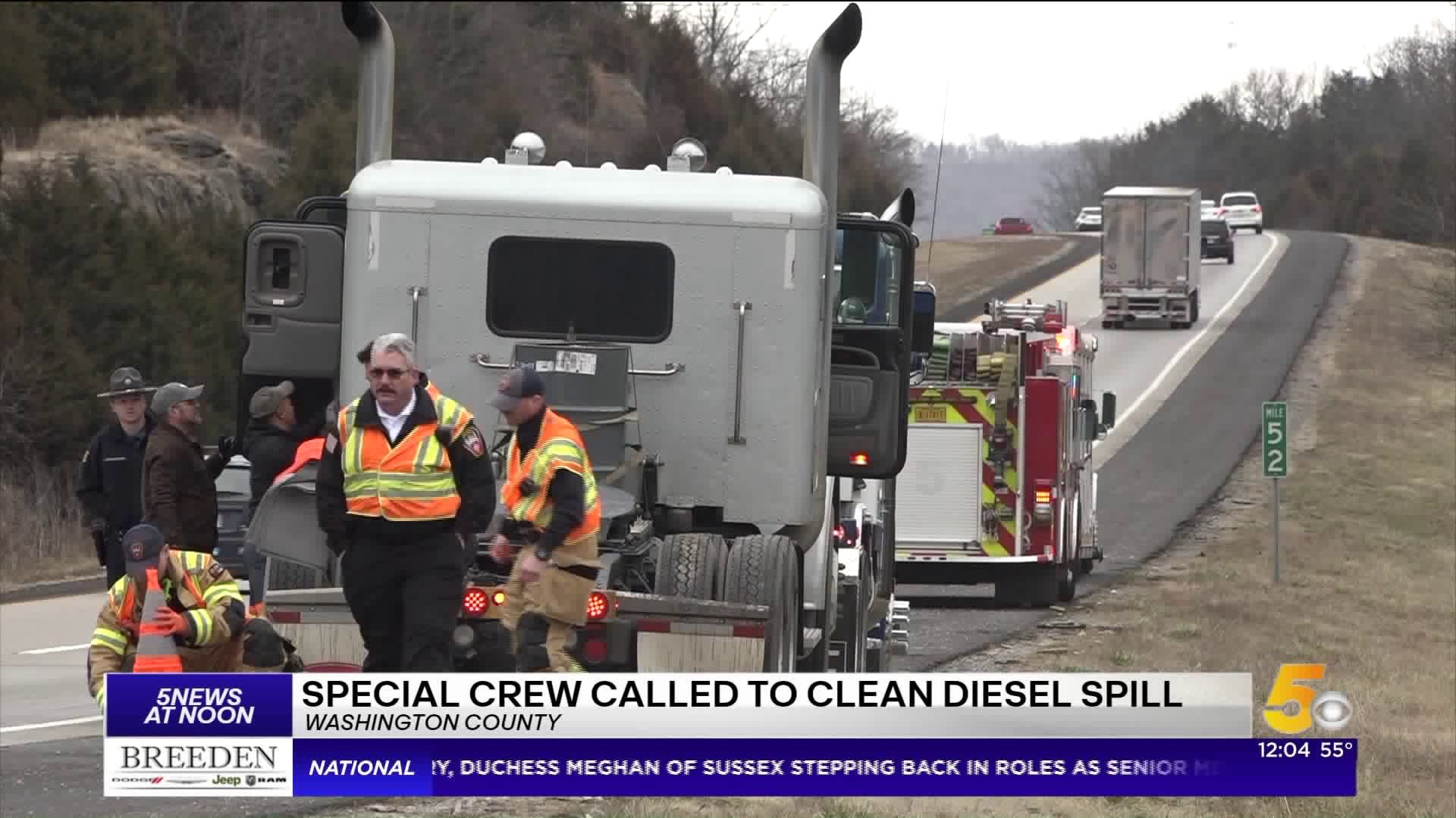 Oil Spill On I-49 Near West Fork Causes Traffic To Slow Down