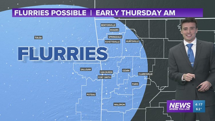 Turning colder this week across Arkansas with flurries possible Thursday | Jan 24 Forecast