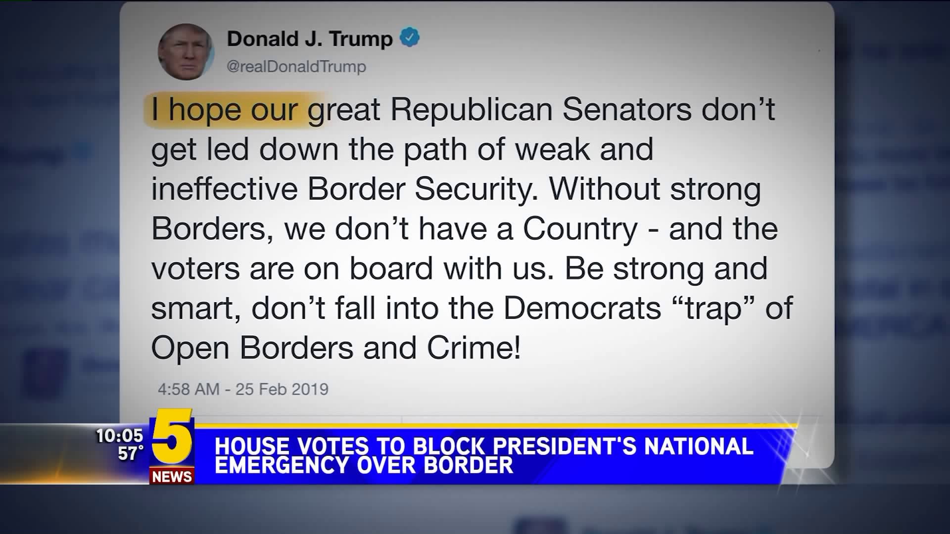 House Votes To Block President`s National Emergency Over Border