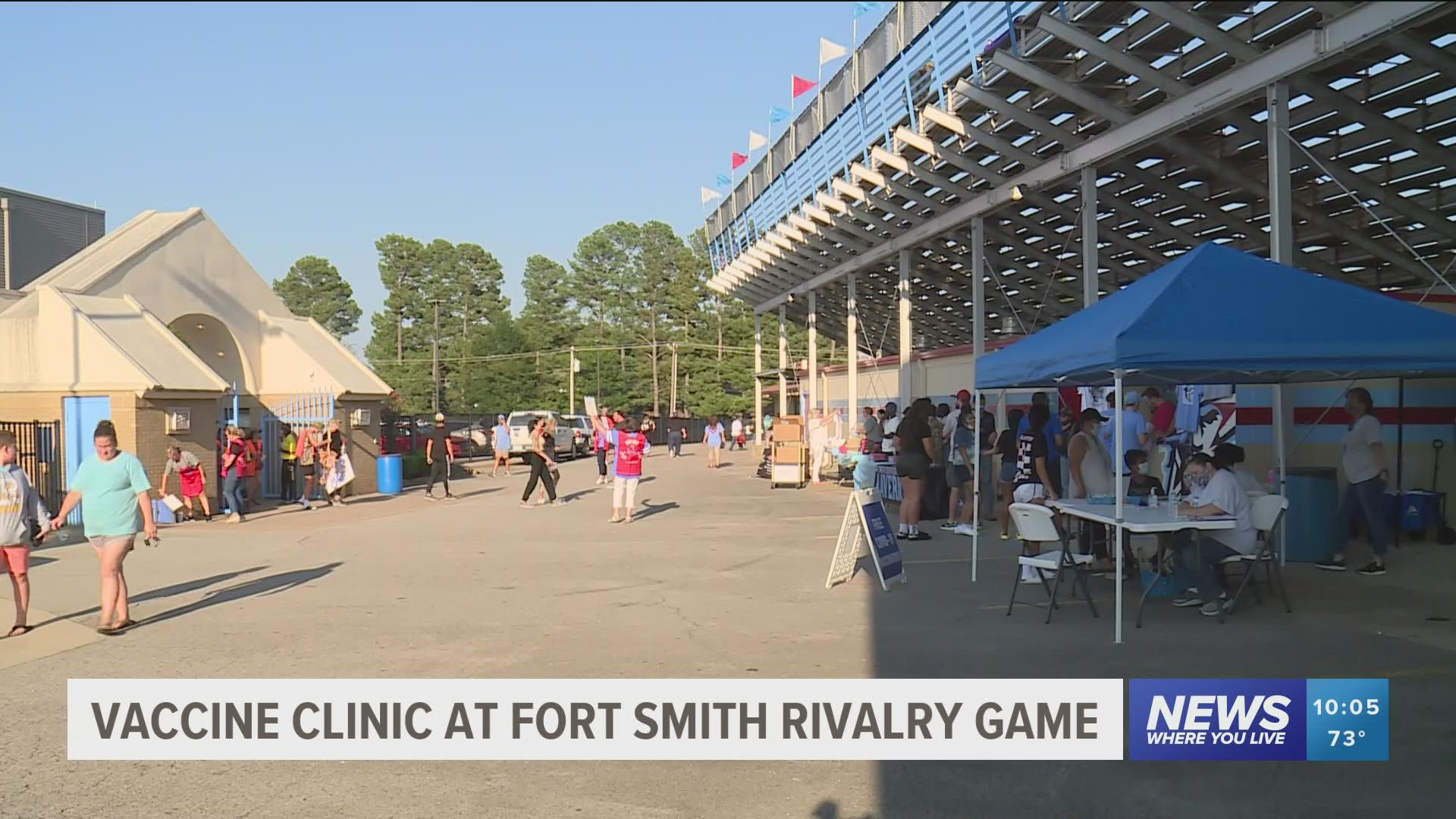 The cross-city rivalry game was the first of many vaccine clinics to be featured at local high school football games.