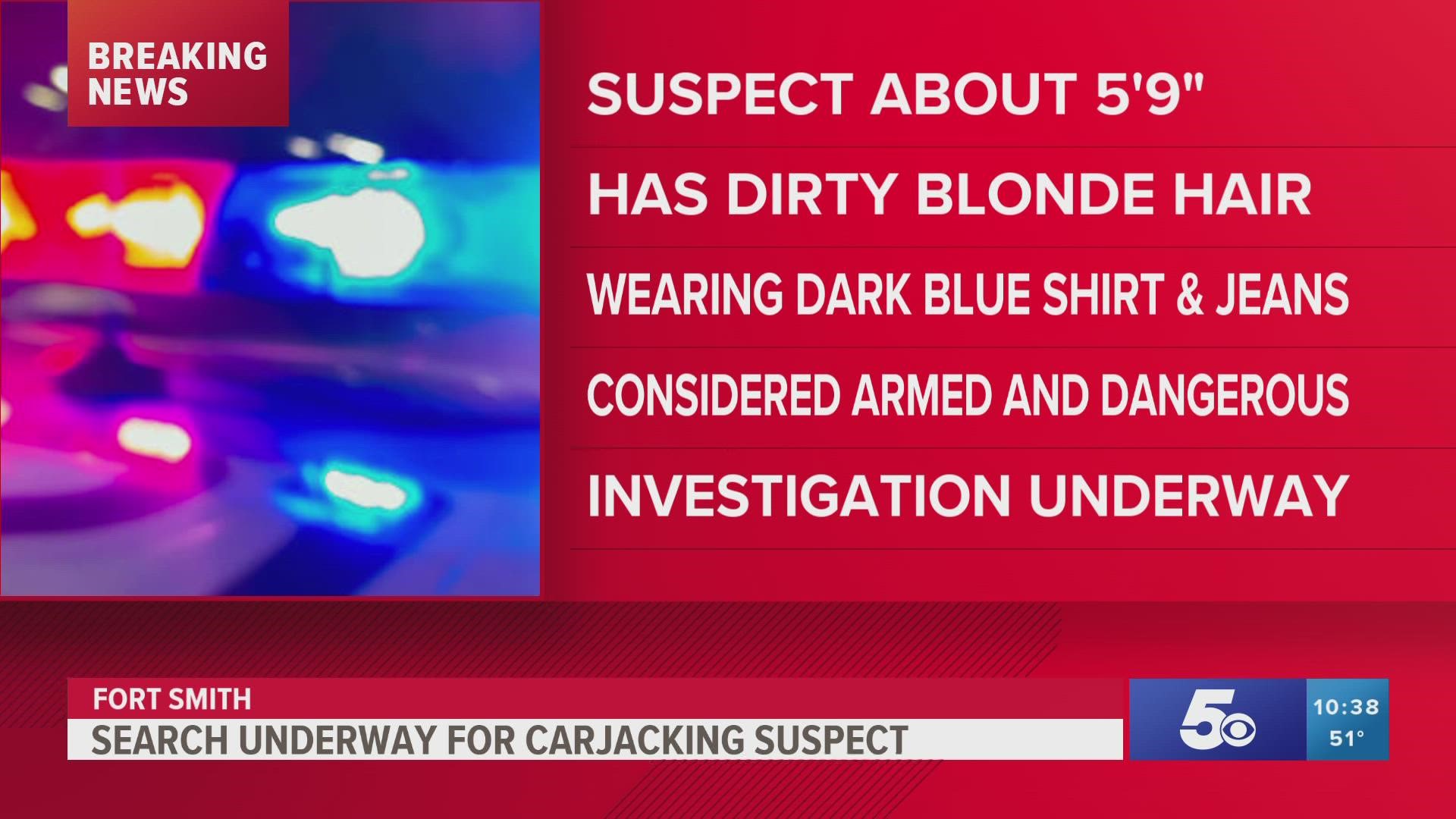 The male is described to be approximately 5'9" tall, has dirty blonde hair, and is wearing a dark blue shirt and blue jeans.