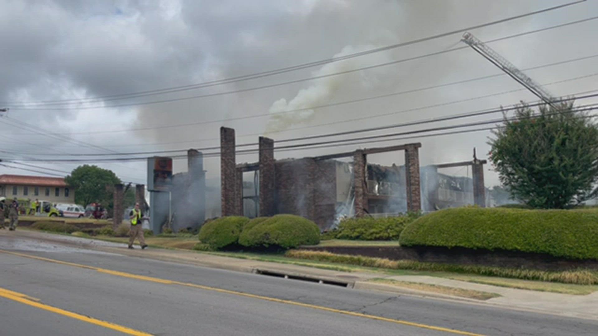 The Clarksville Police Department battles a fire at the Best Western Motel on July 29, 2022.