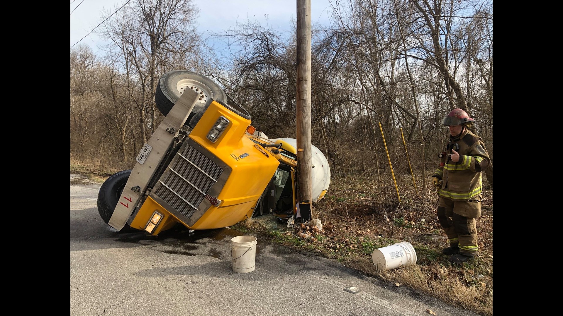 Cement Truck Rollover Accident Blocking Traffic In Springdale ...