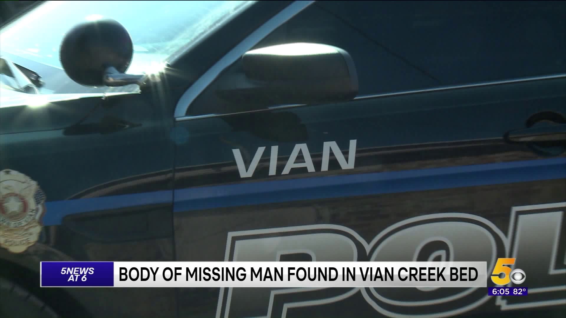 Body Of Missing Man Found In Vian Creekbed
