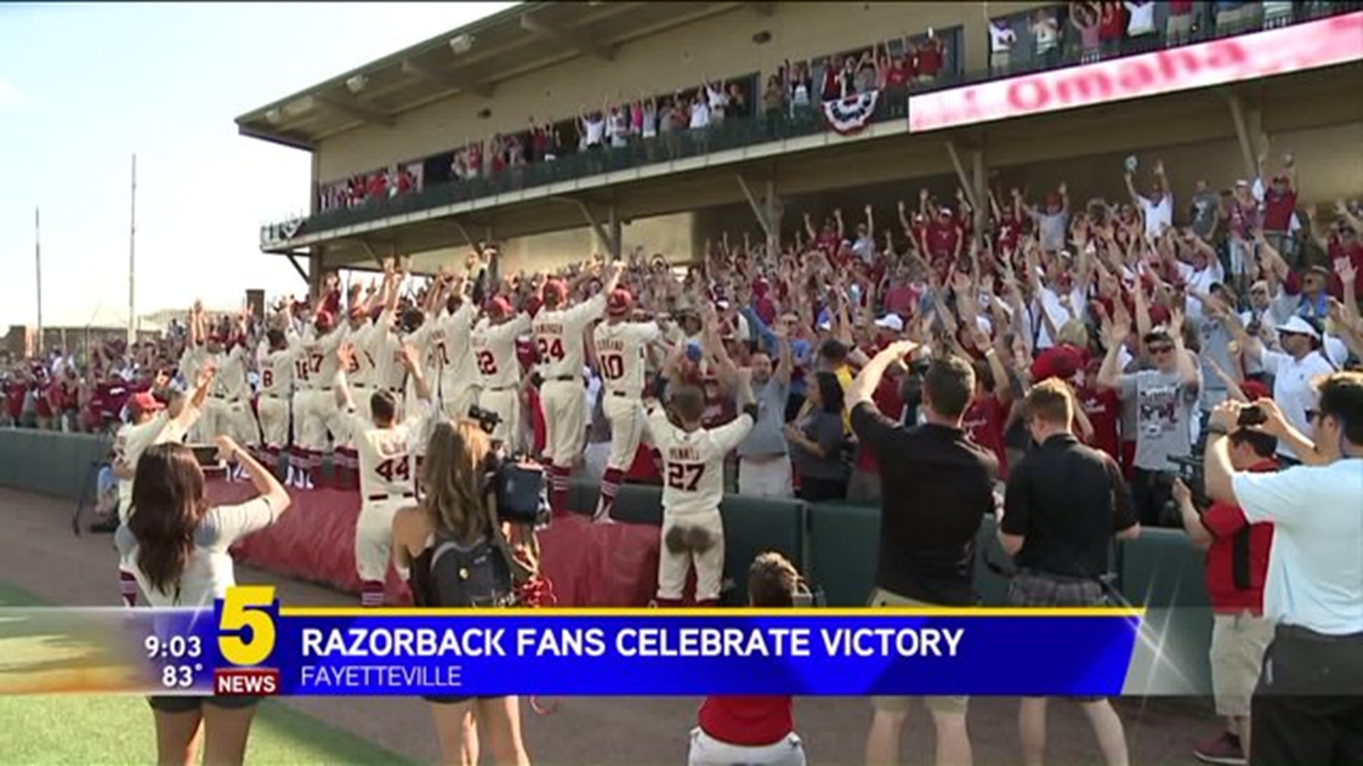 Razorback Fans Celebrate Super Regional Victory