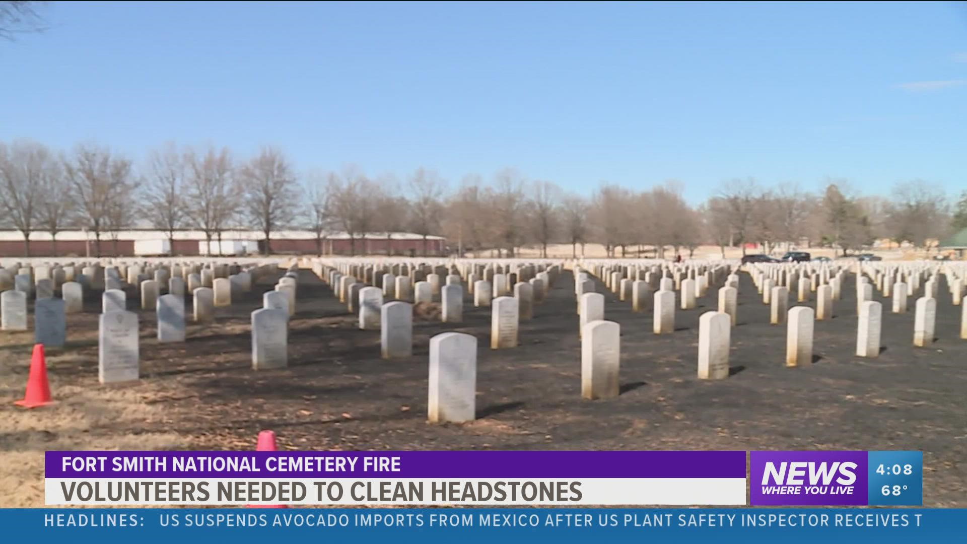 Fires swept through the Fort Smith National Cemetery, leaving behind rows of damaged headstones. https://bit.ly/3oKHdL9