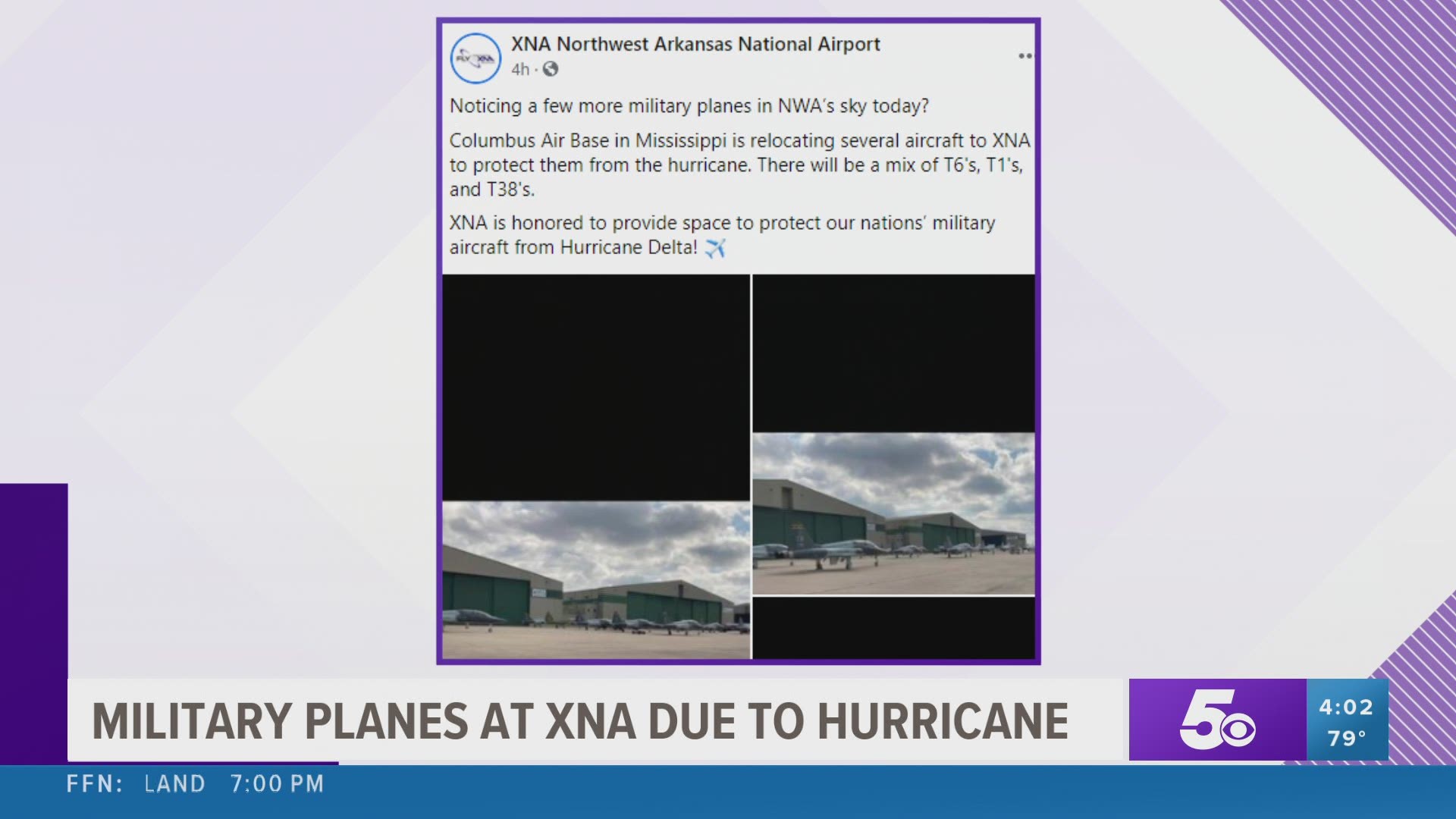 Military planes at XNA due to hurricane