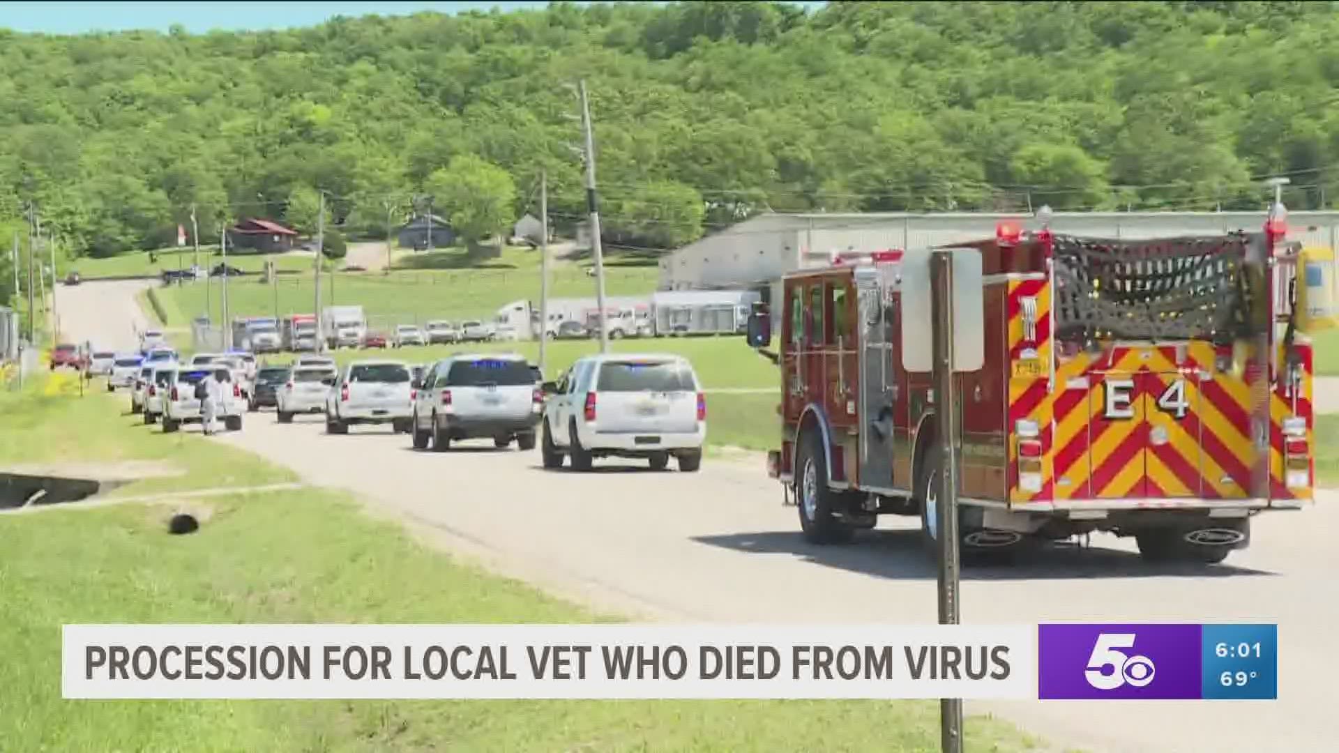 Procession held for local veteran who died from coronavirus