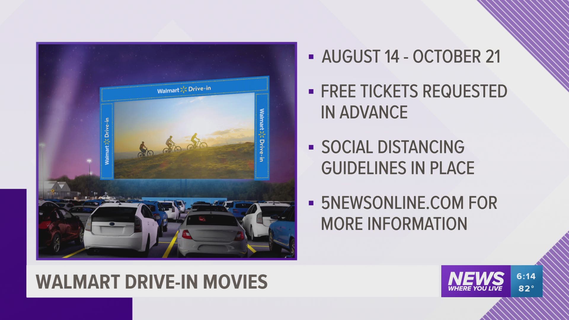 Dates and locations for Walmart's free drive-in movie events have been released. https://bit.ly/39ZY8Rn
