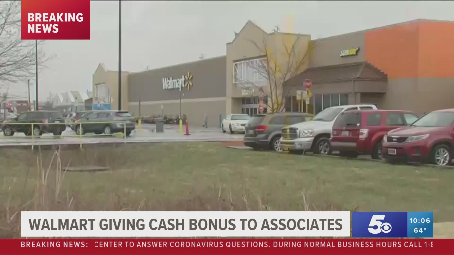 Walmart giving cash bonus to associates