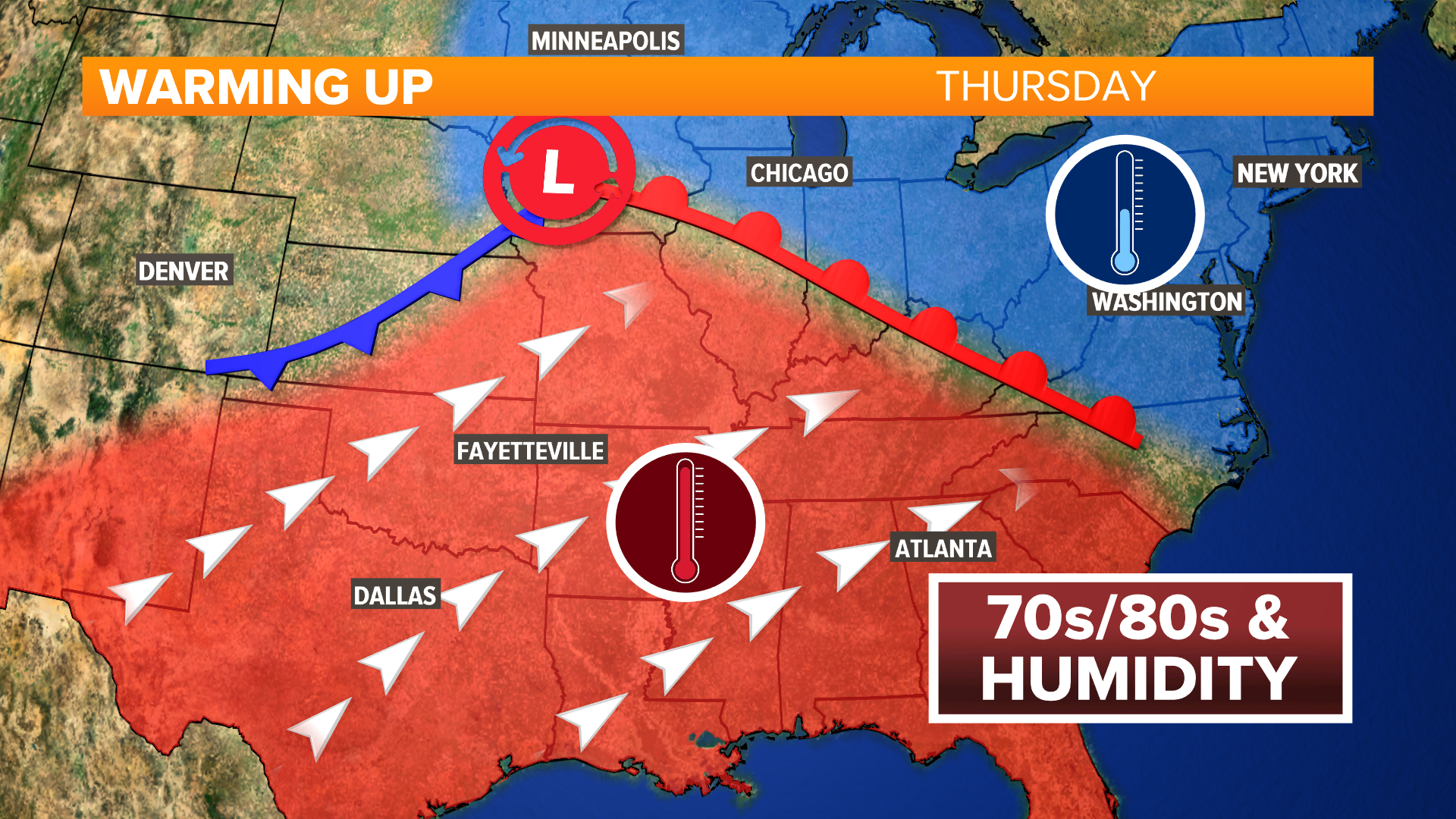 Big warm-up coming for the eastern half of the US as southerly winds ...